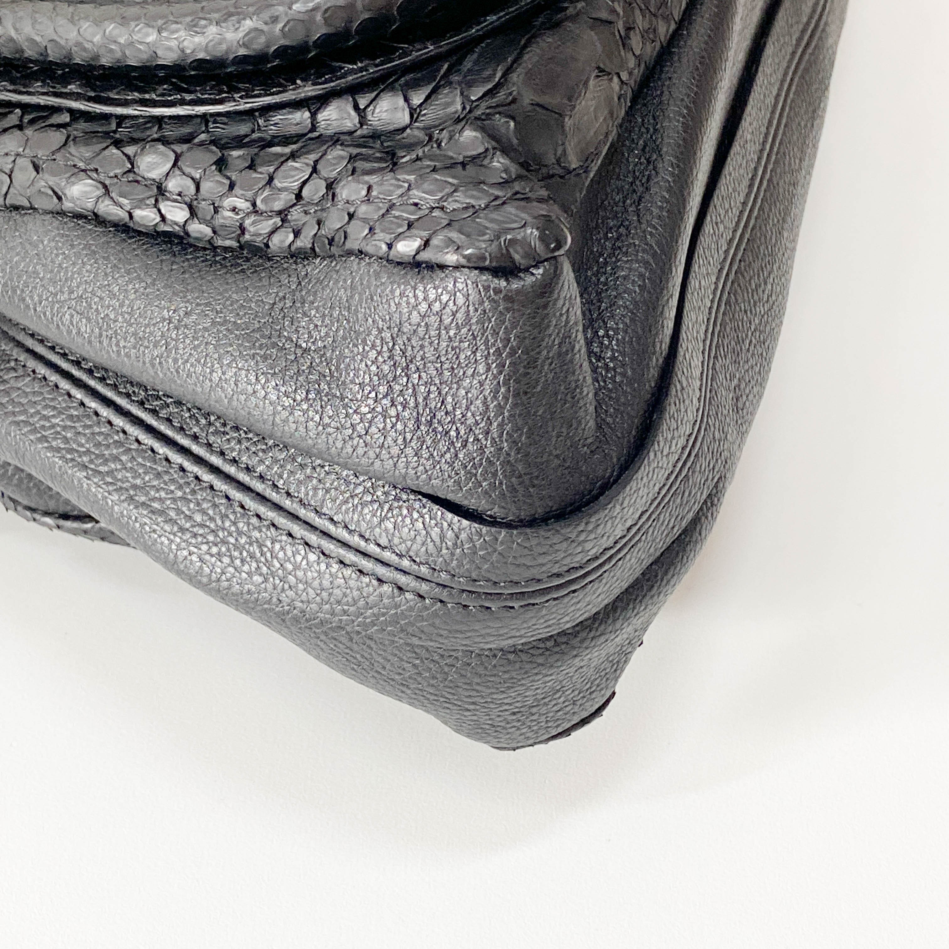 Paraty Black Embossed Lizzard Leather Two Way Bag