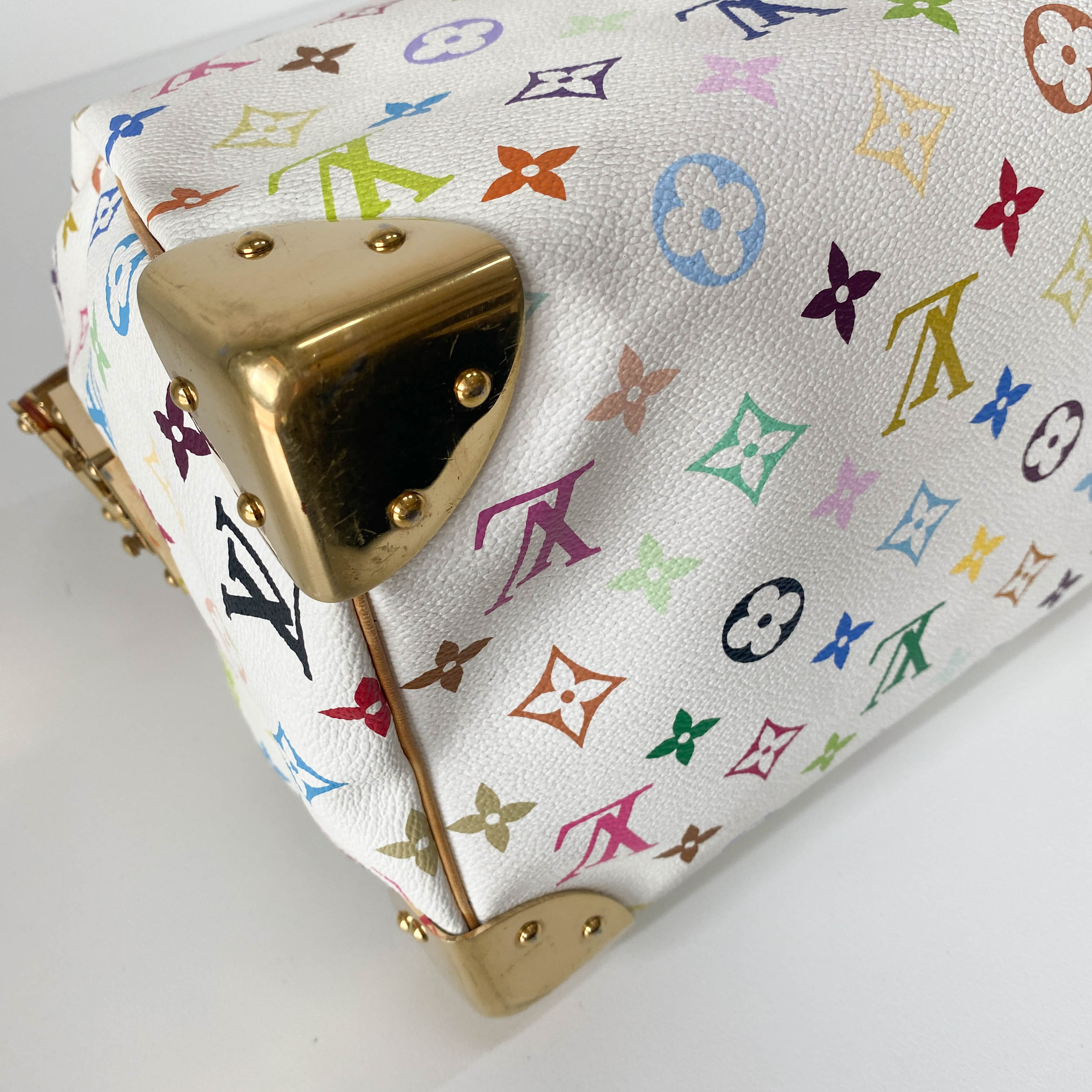 Speedy 30 White Monogram Multi Colour White