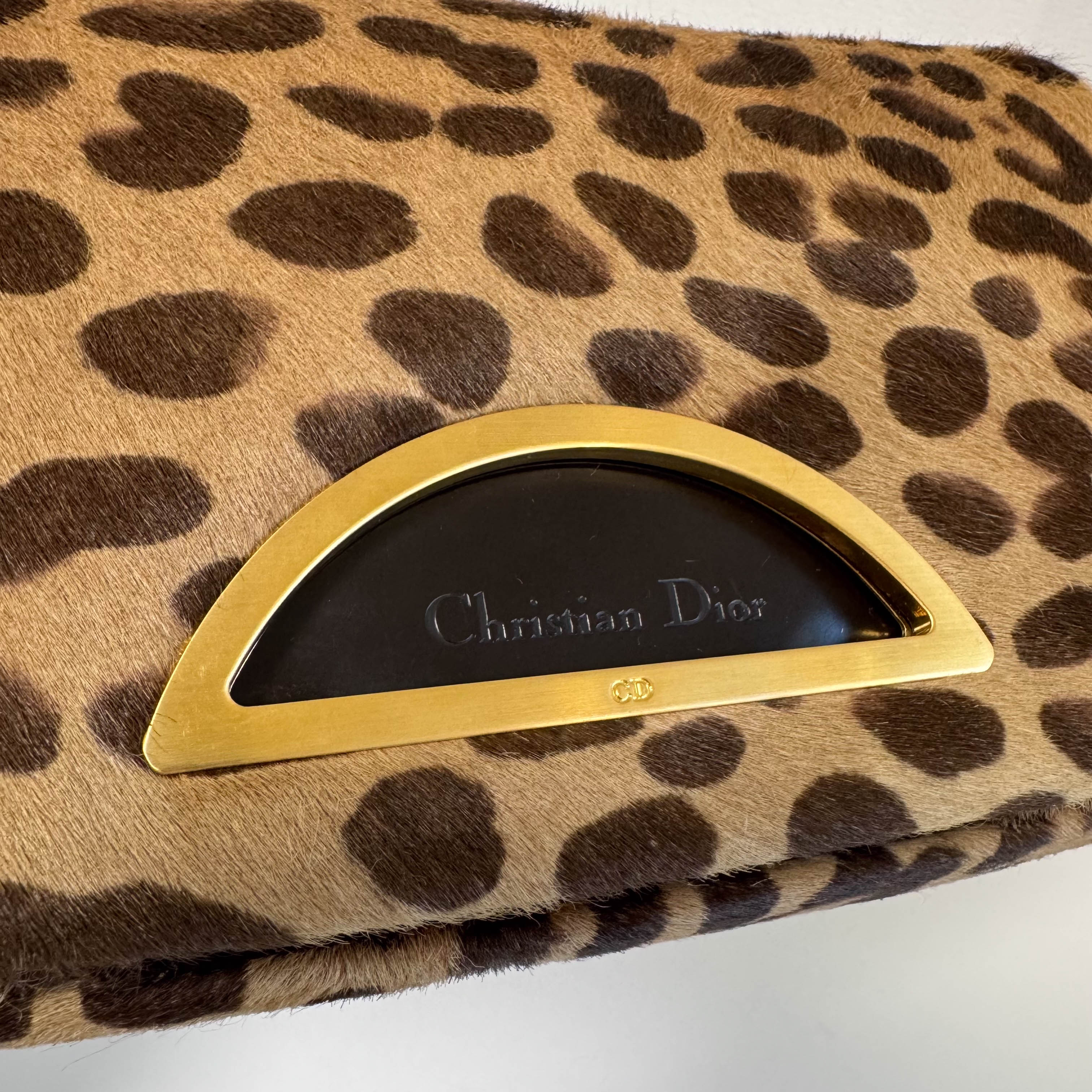 Malice Pearl Leopard Brown Leather Shoulder Bag