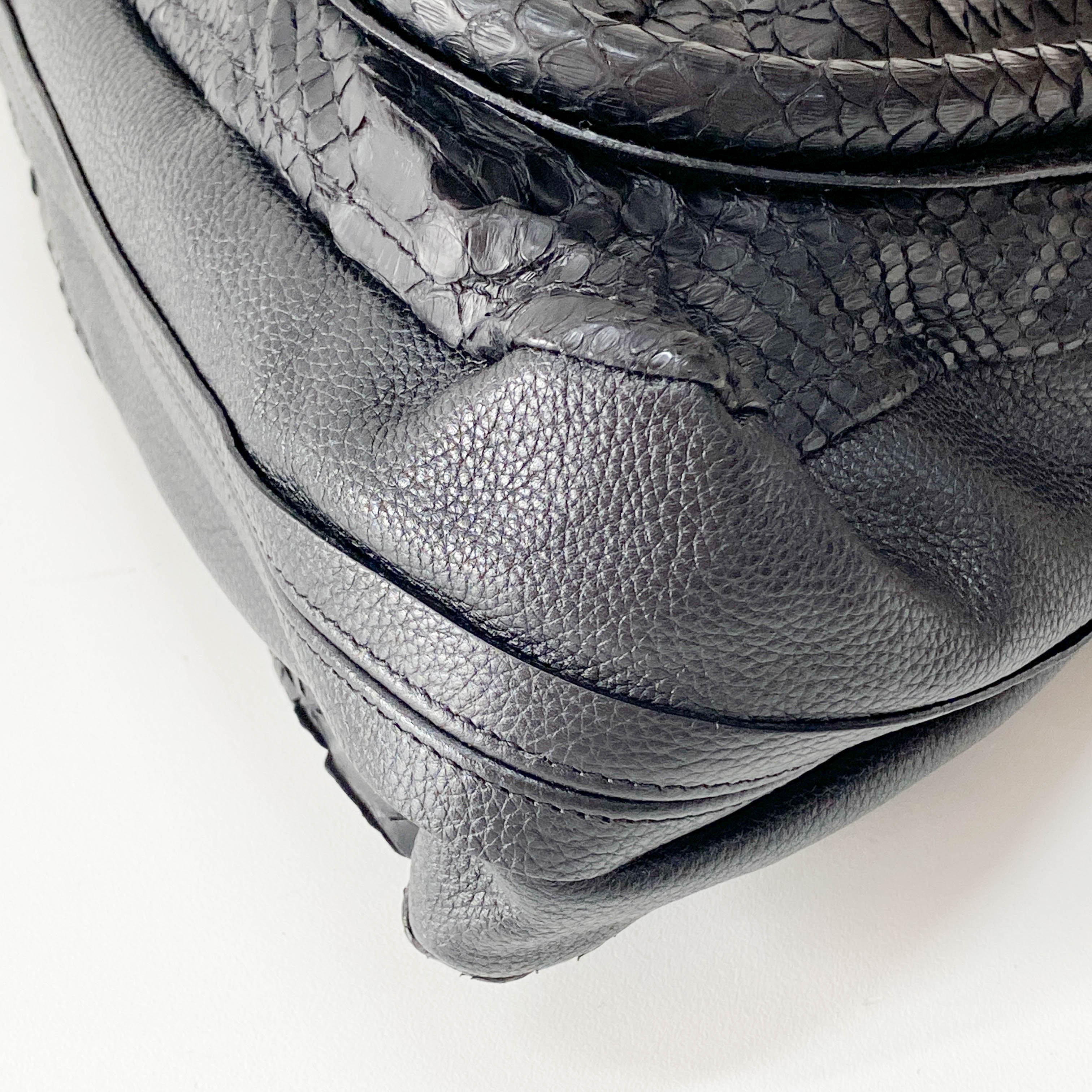 Paraty Black Embossed Lizzard Leather Two Way Bag