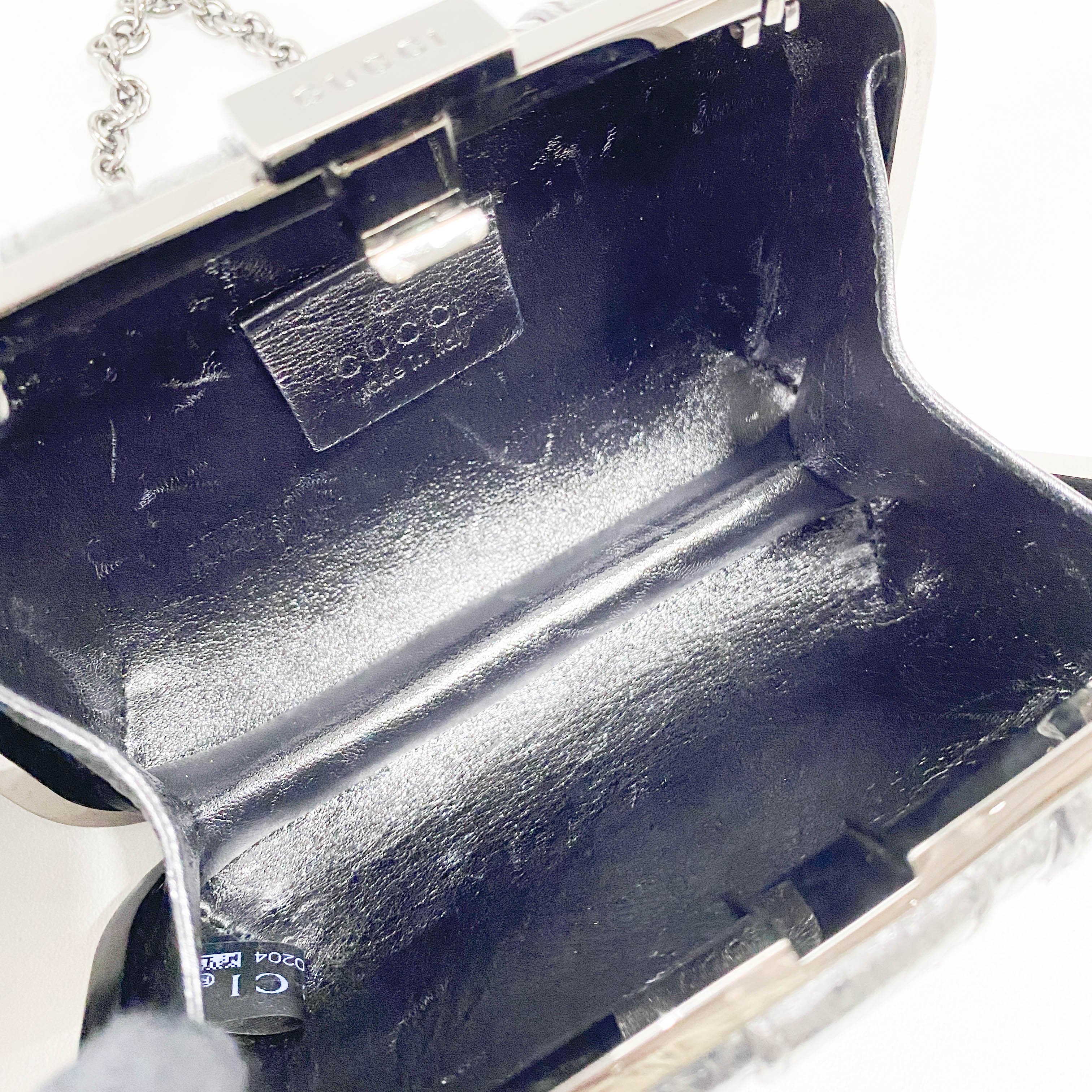 Pewter Metal Grey Python Embossed Hand Bag