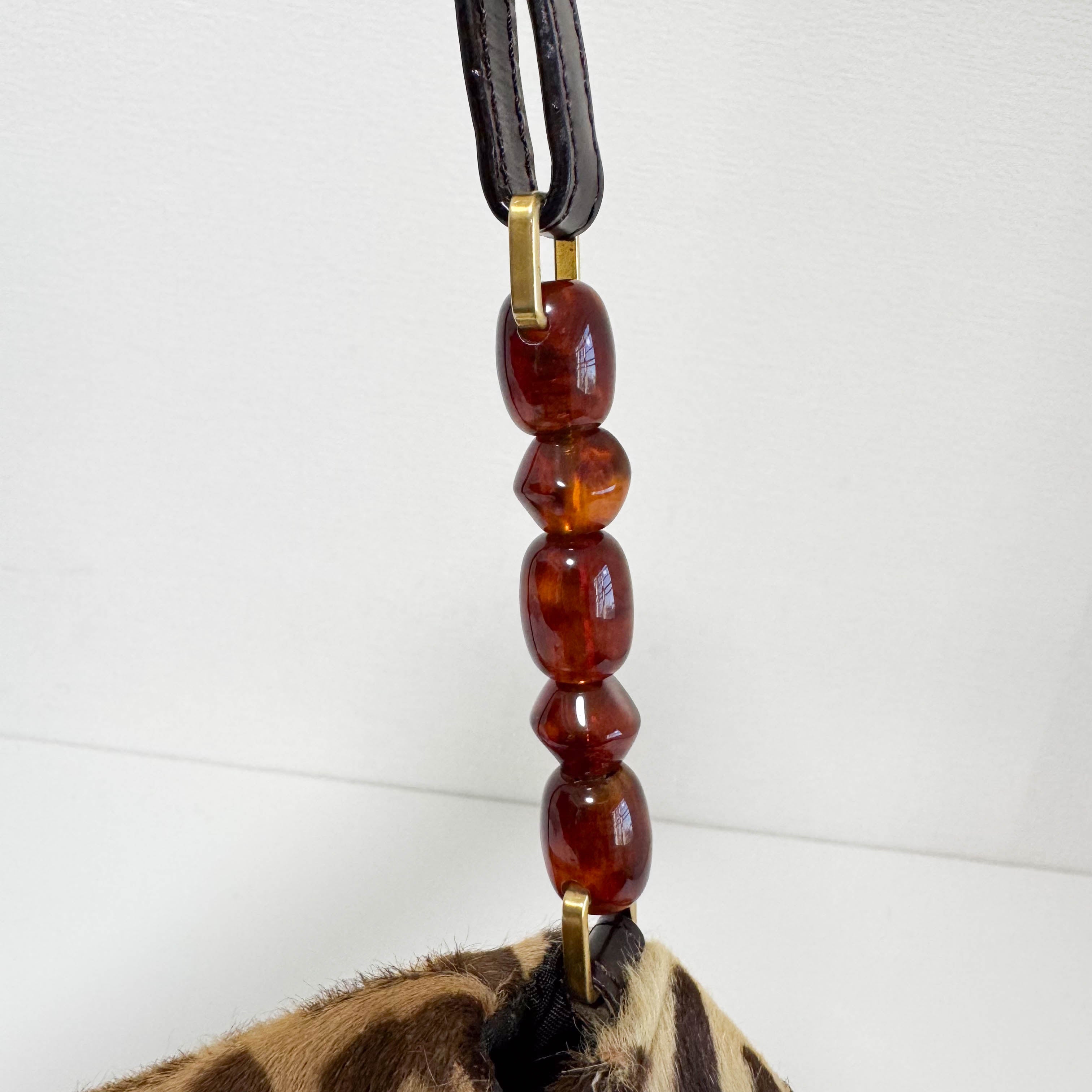 Malice Pearl Leopard Brown Leather Shoulder Bag