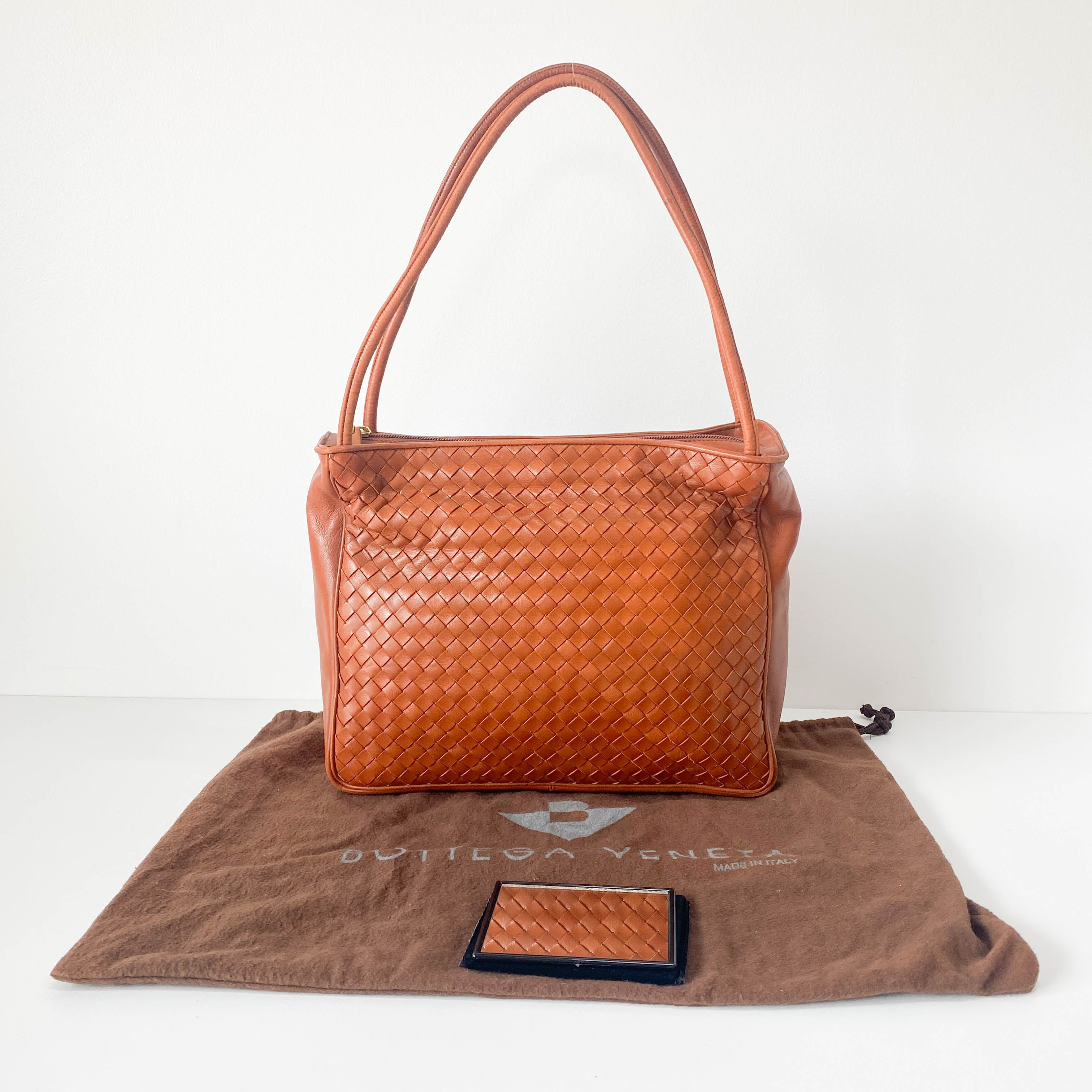 Intrecciato Brown Leather Tote