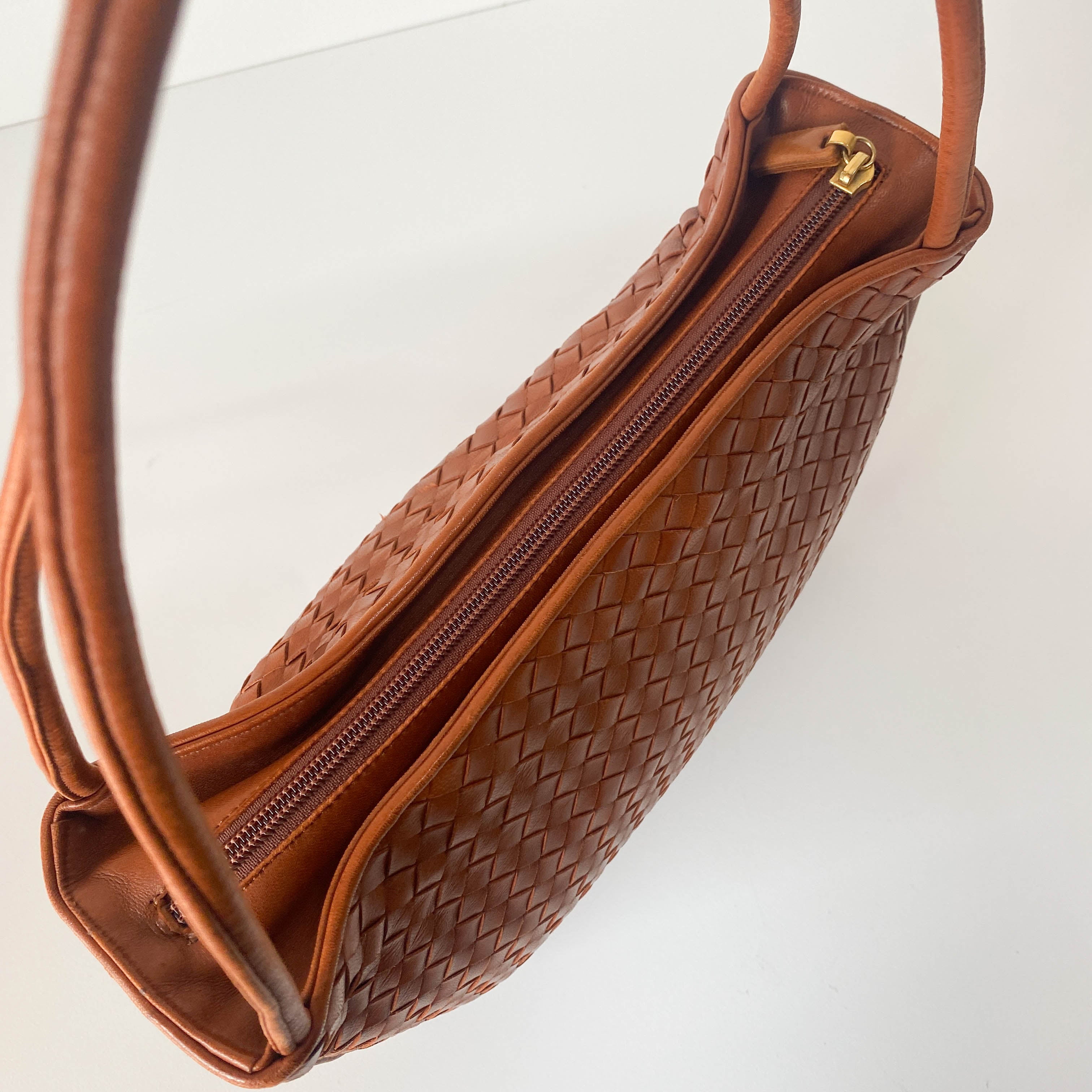 Intrecciato Brown Leather Tote