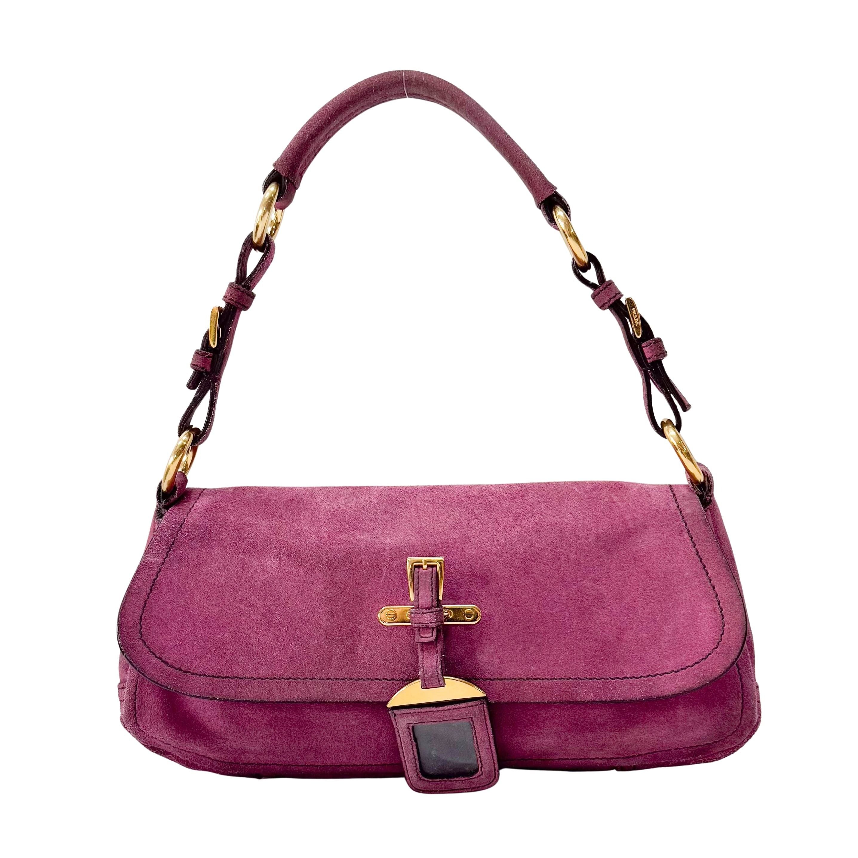 Purple Suede Shoulder Bag