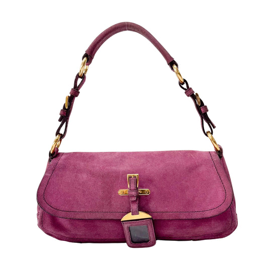 Purple Suede Shoulder Bag