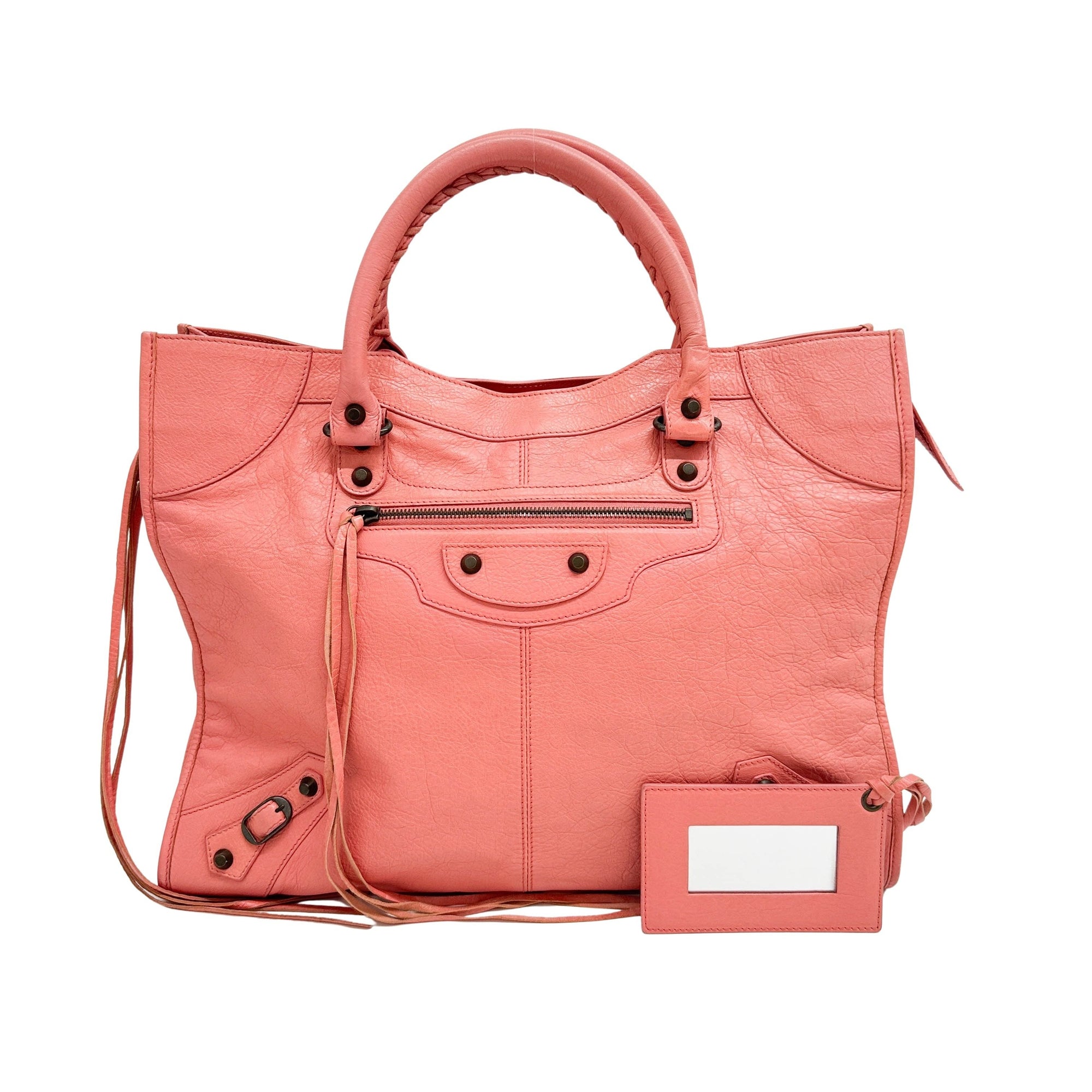 Papier Coral Pink Leather Hand Bag