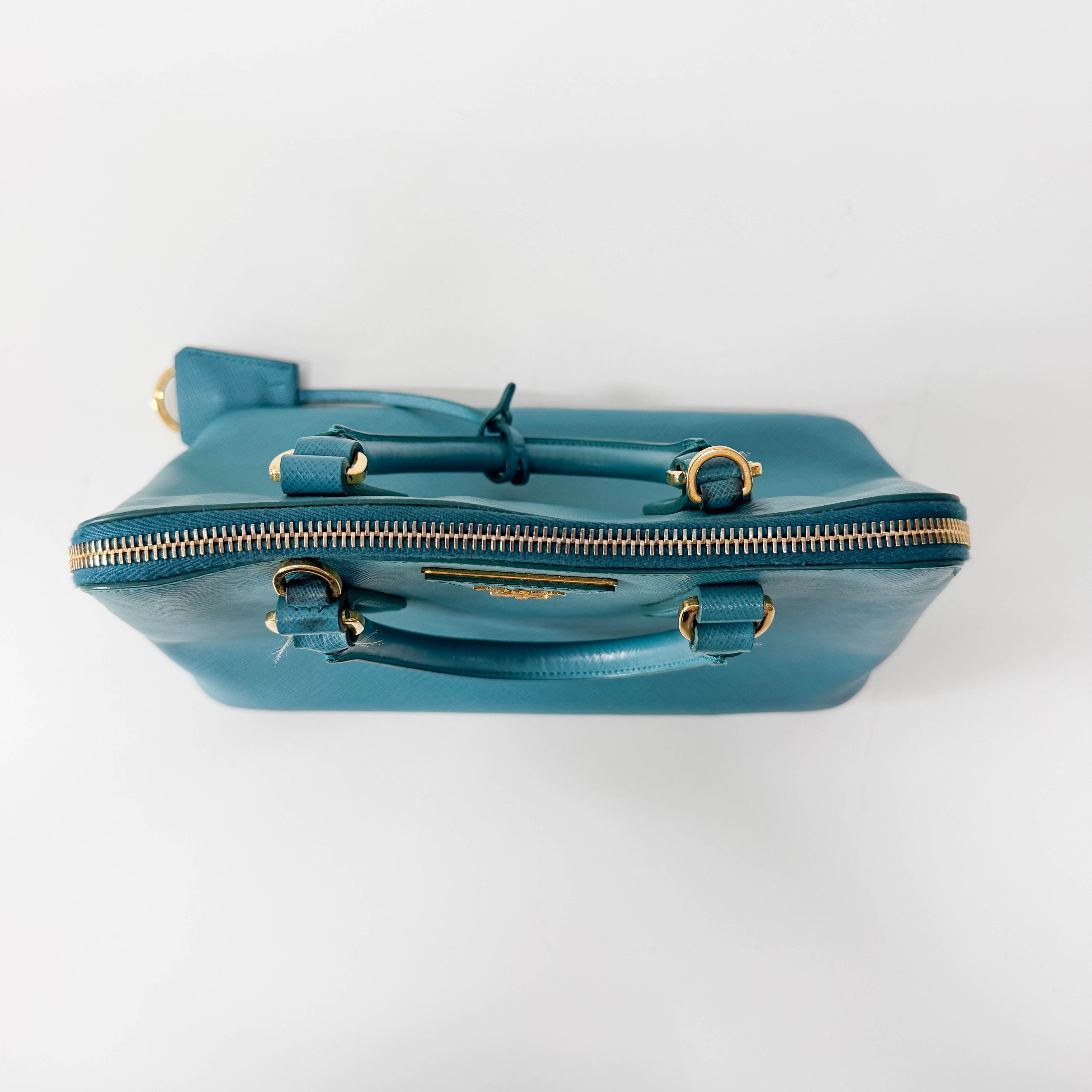 Blue Leather Handbag