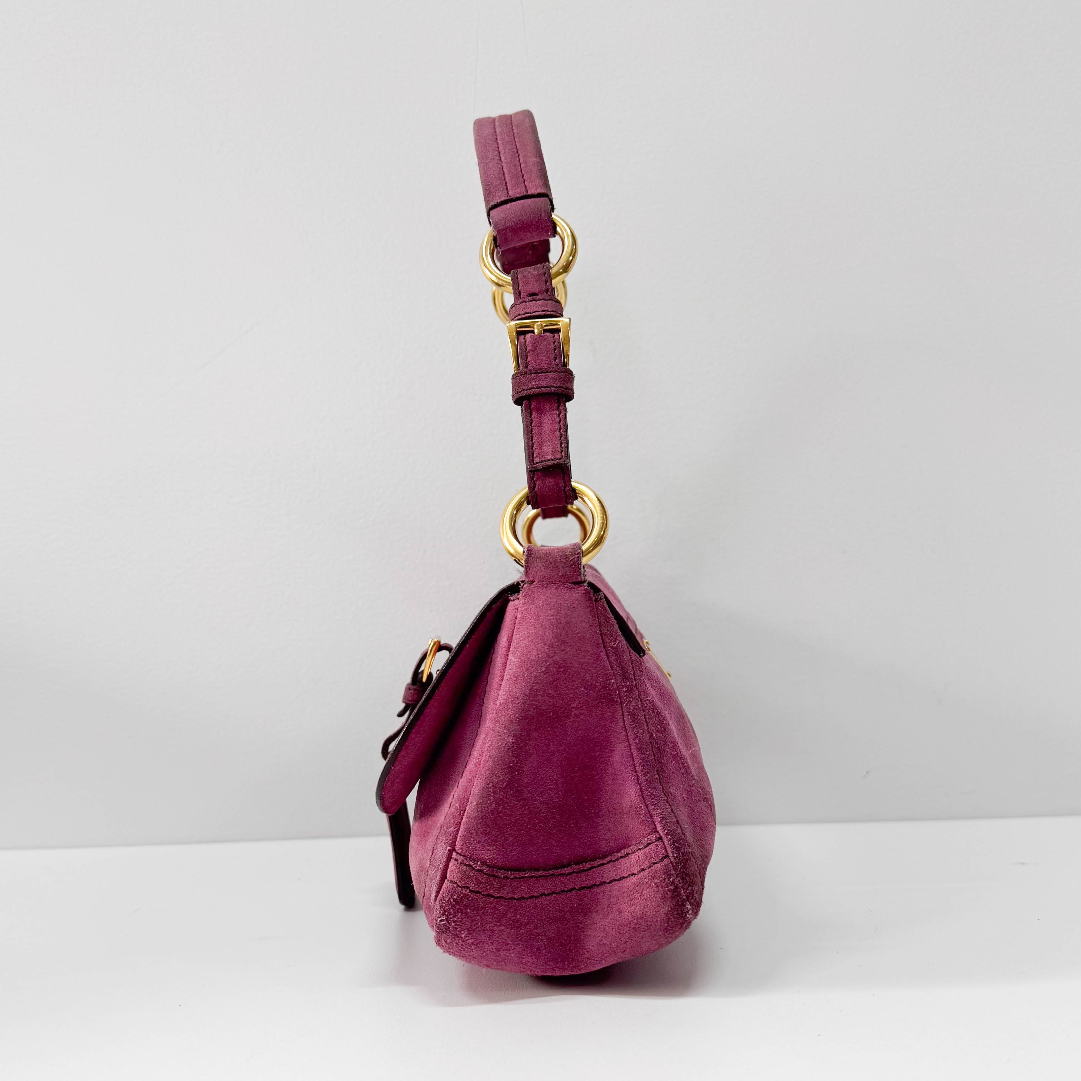 Purple Suede Shoulder Bag