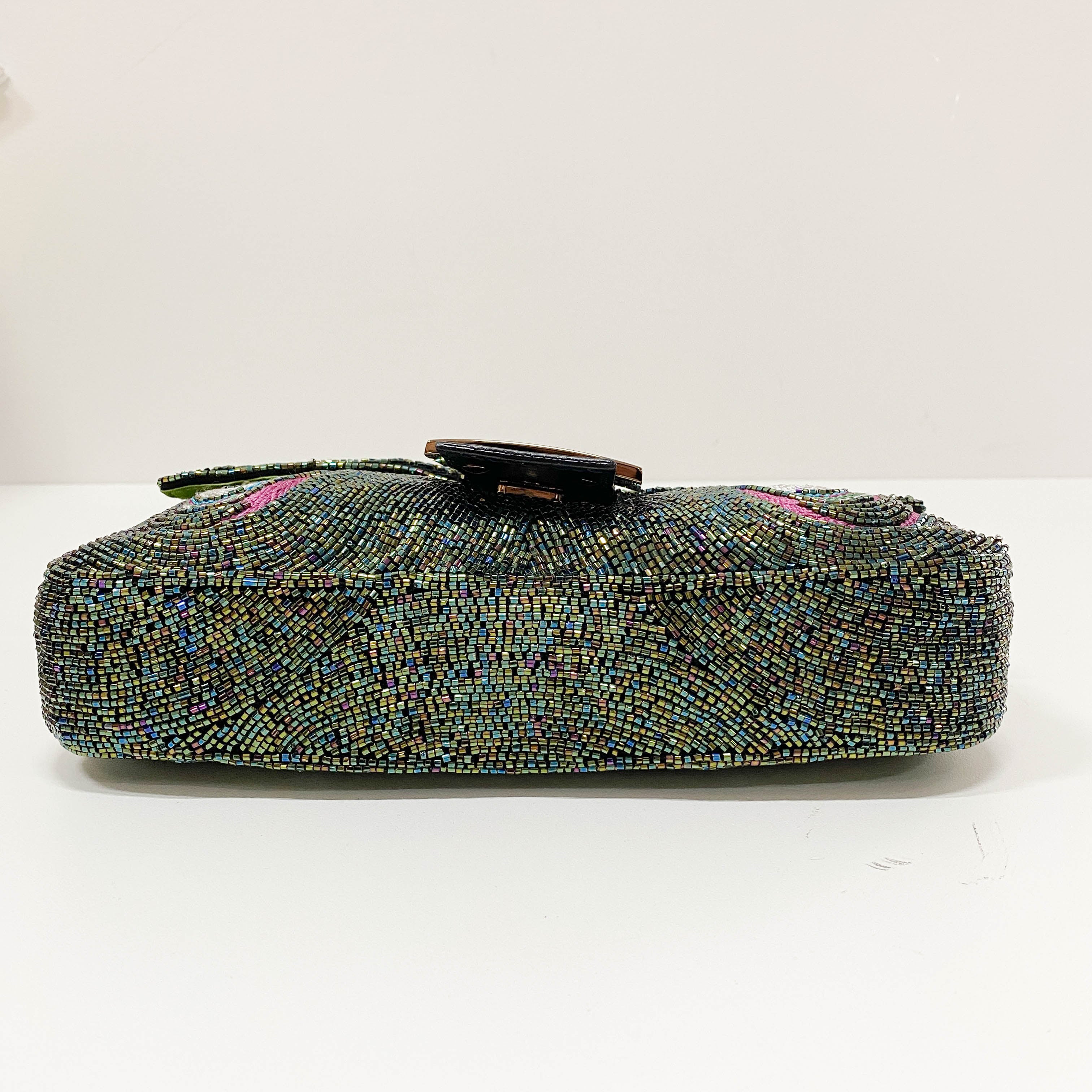 Baguette Multi-color Embroidered Beaded Shoulder Bag