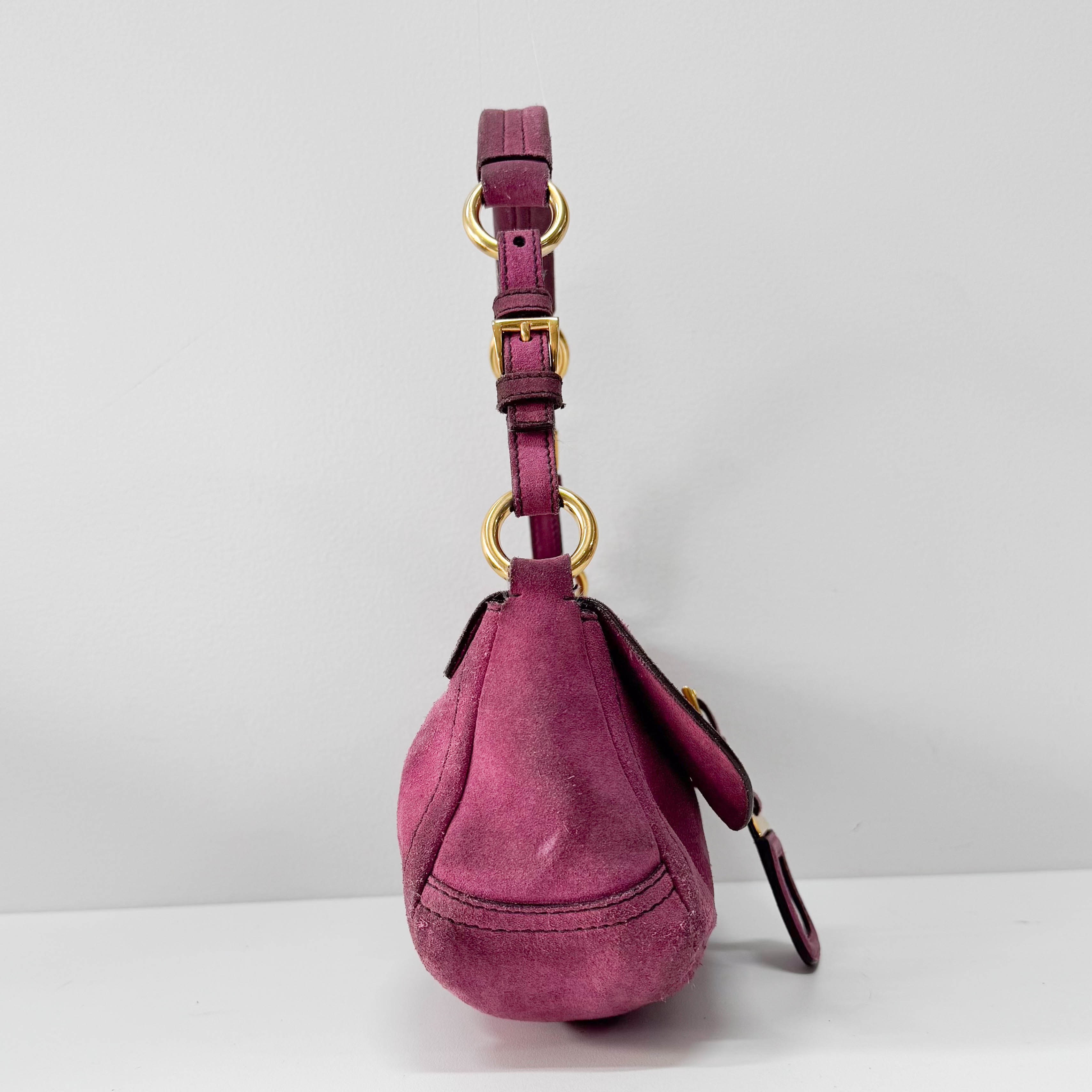Purple Suede Shoulder Bag