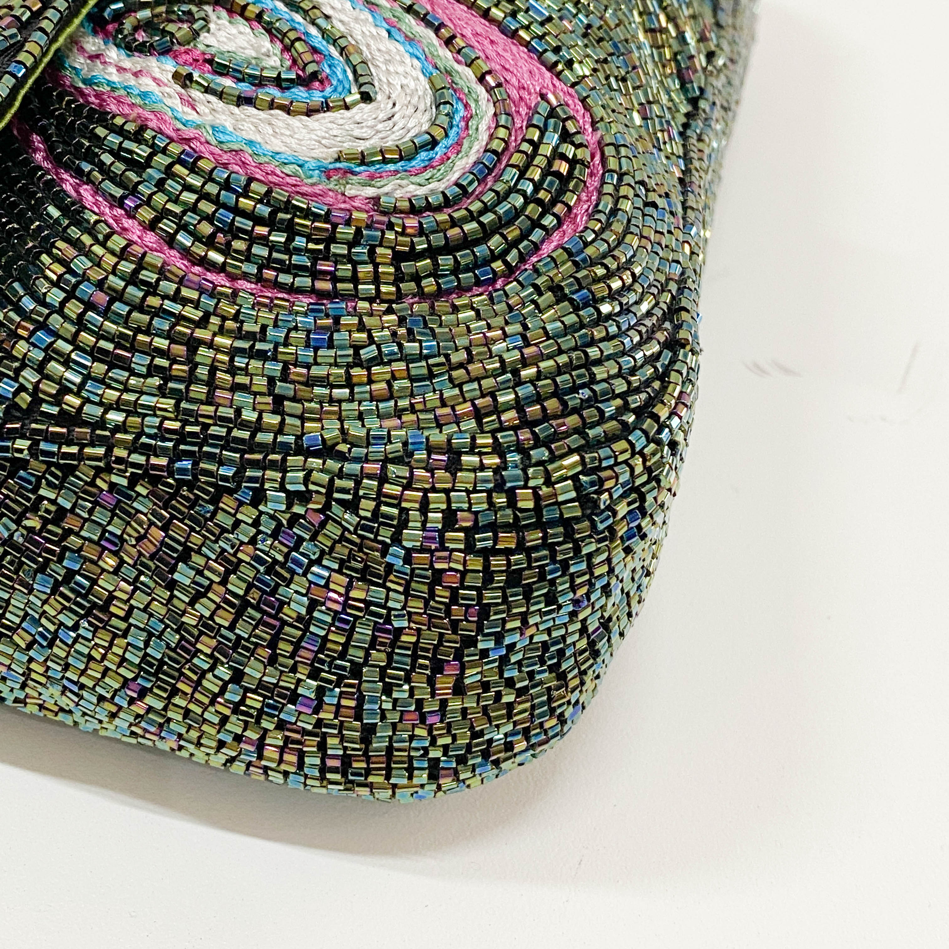 Baguette Multi-color Embroidered Beaded Shoulder Bag