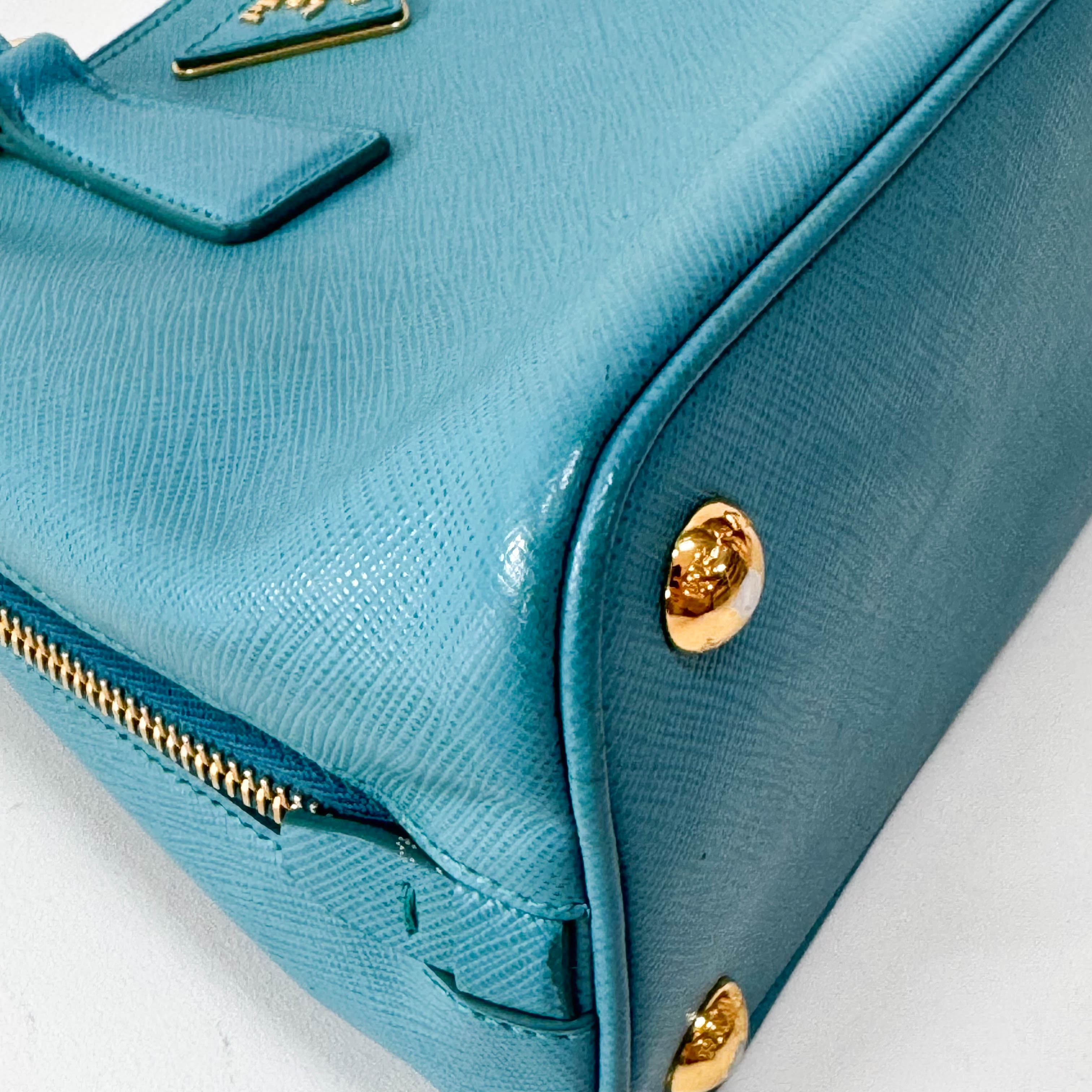 Blue Leather Handbag
