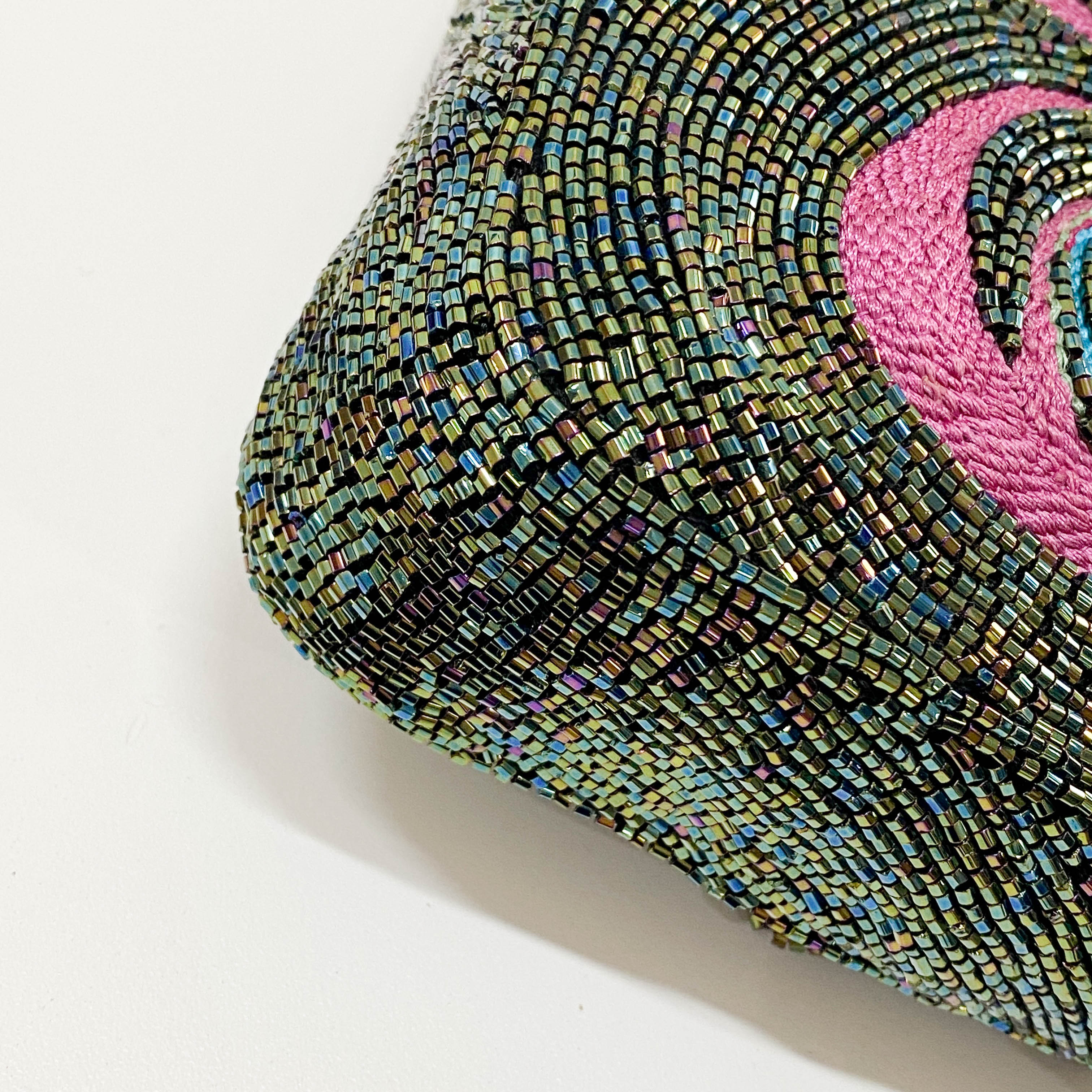 Baguette Multi-color Embroidered Beaded Shoulder Bag