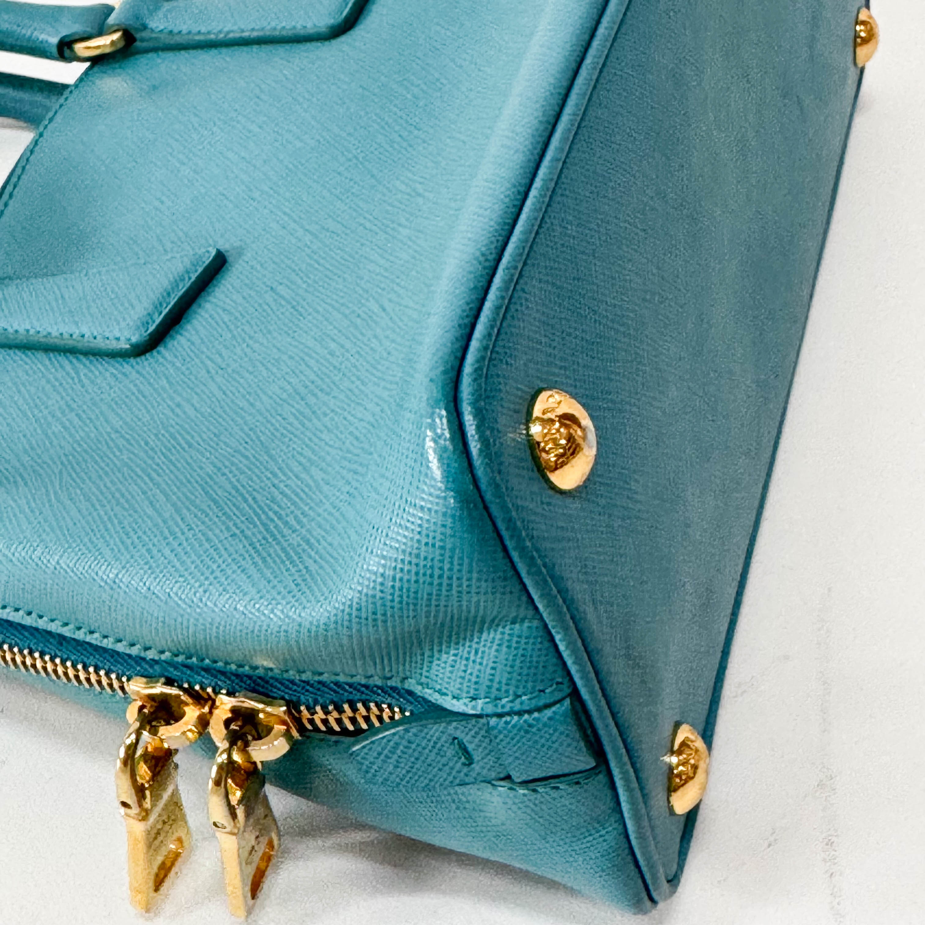 Blue Leather Handbag