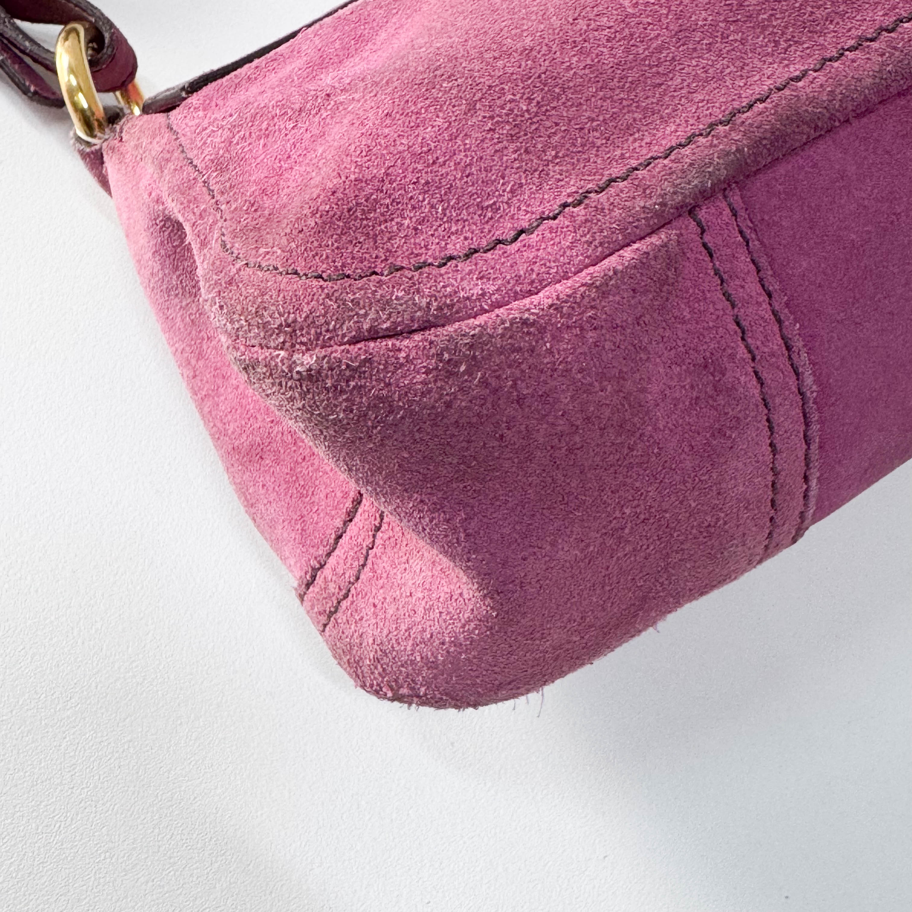 Purple Suede Shoulder Bag