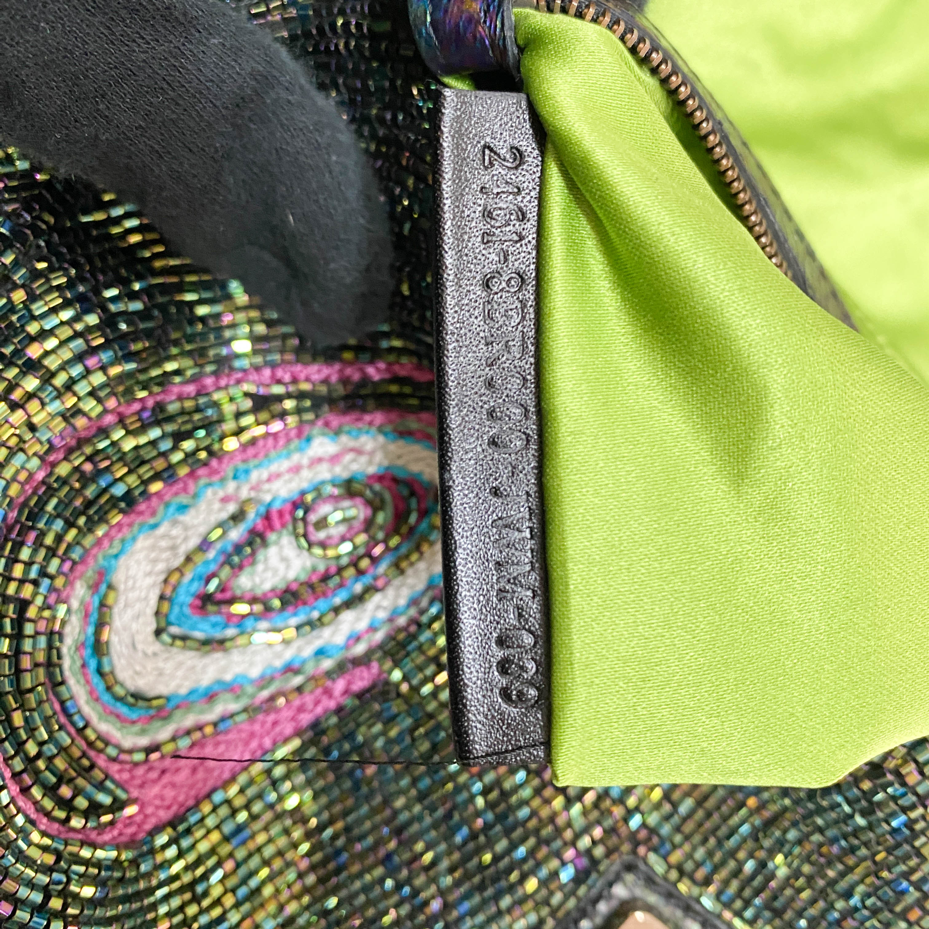 Baguette Multi-color Embroidered Beaded Shoulder Bag