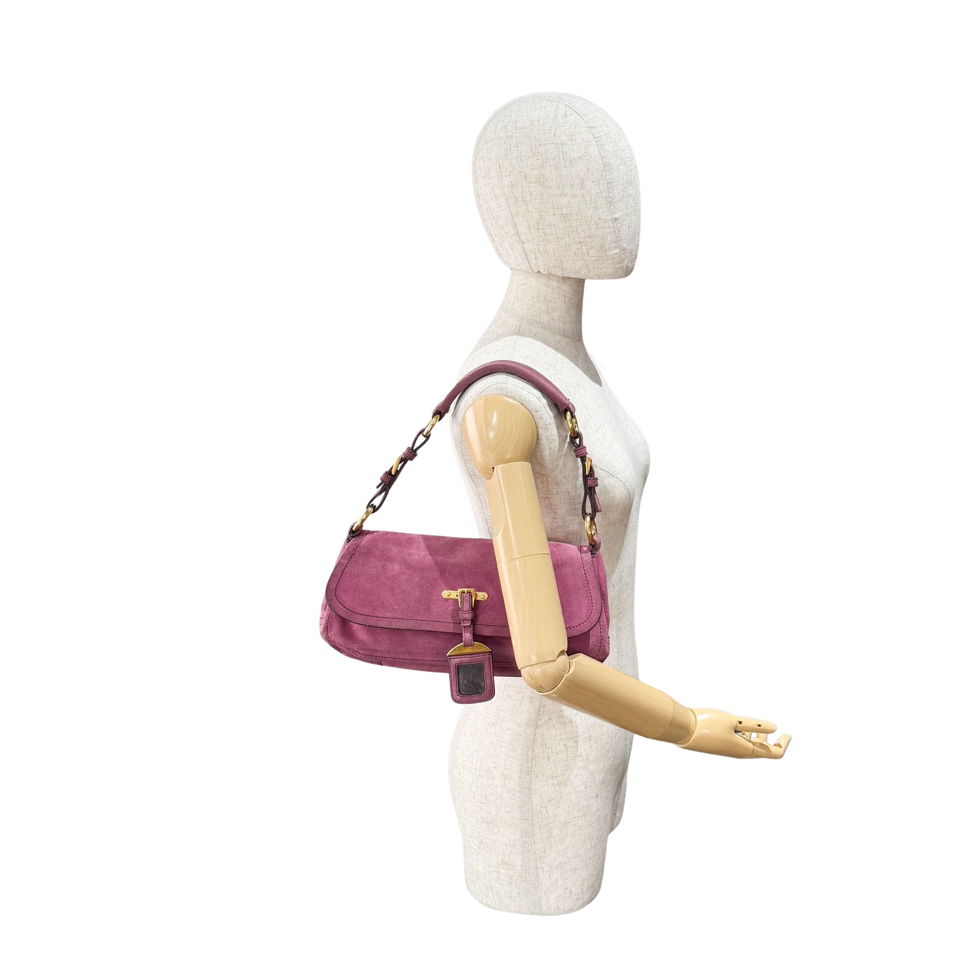 Purple Suede Shoulder Bag