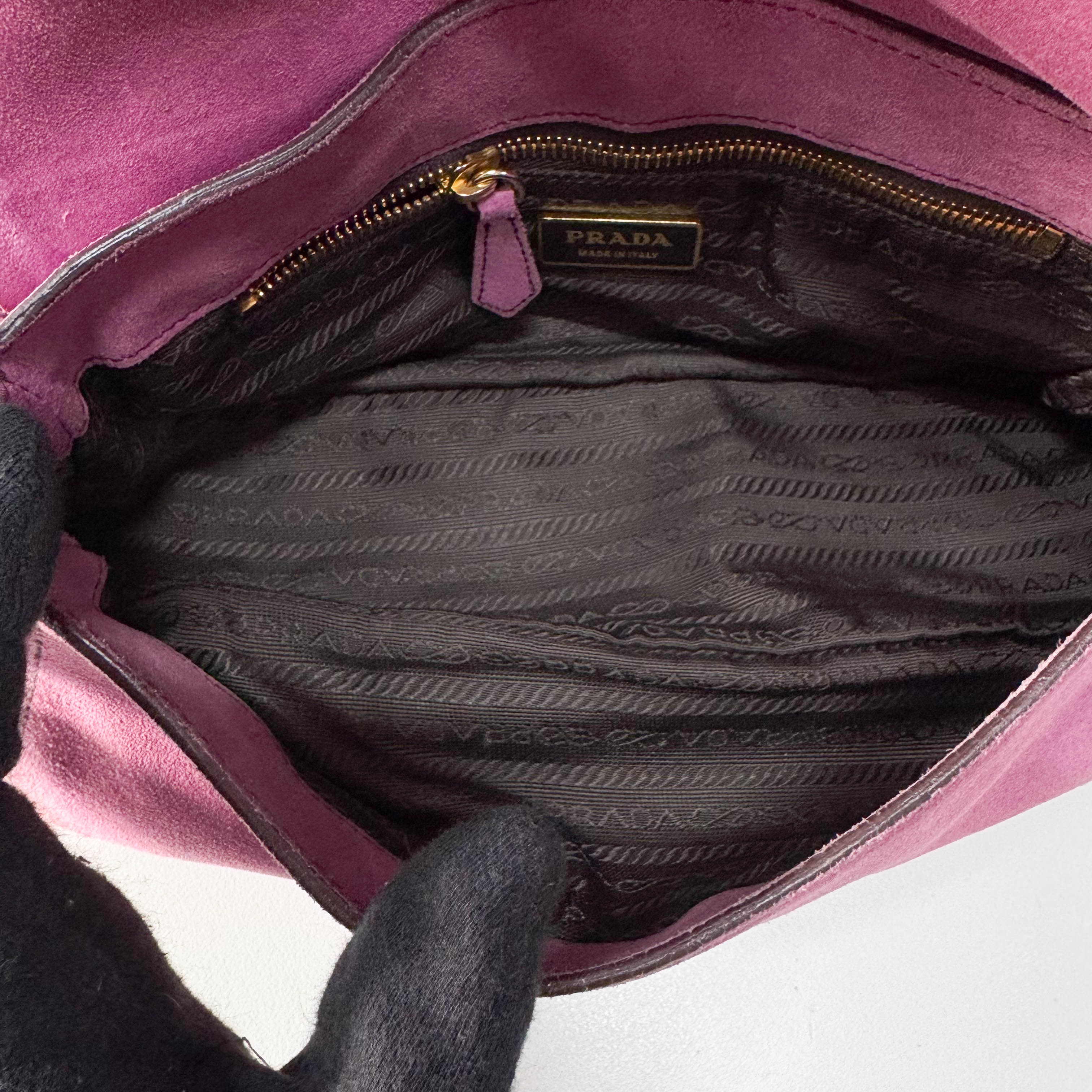 Purple Suede Shoulder Bag