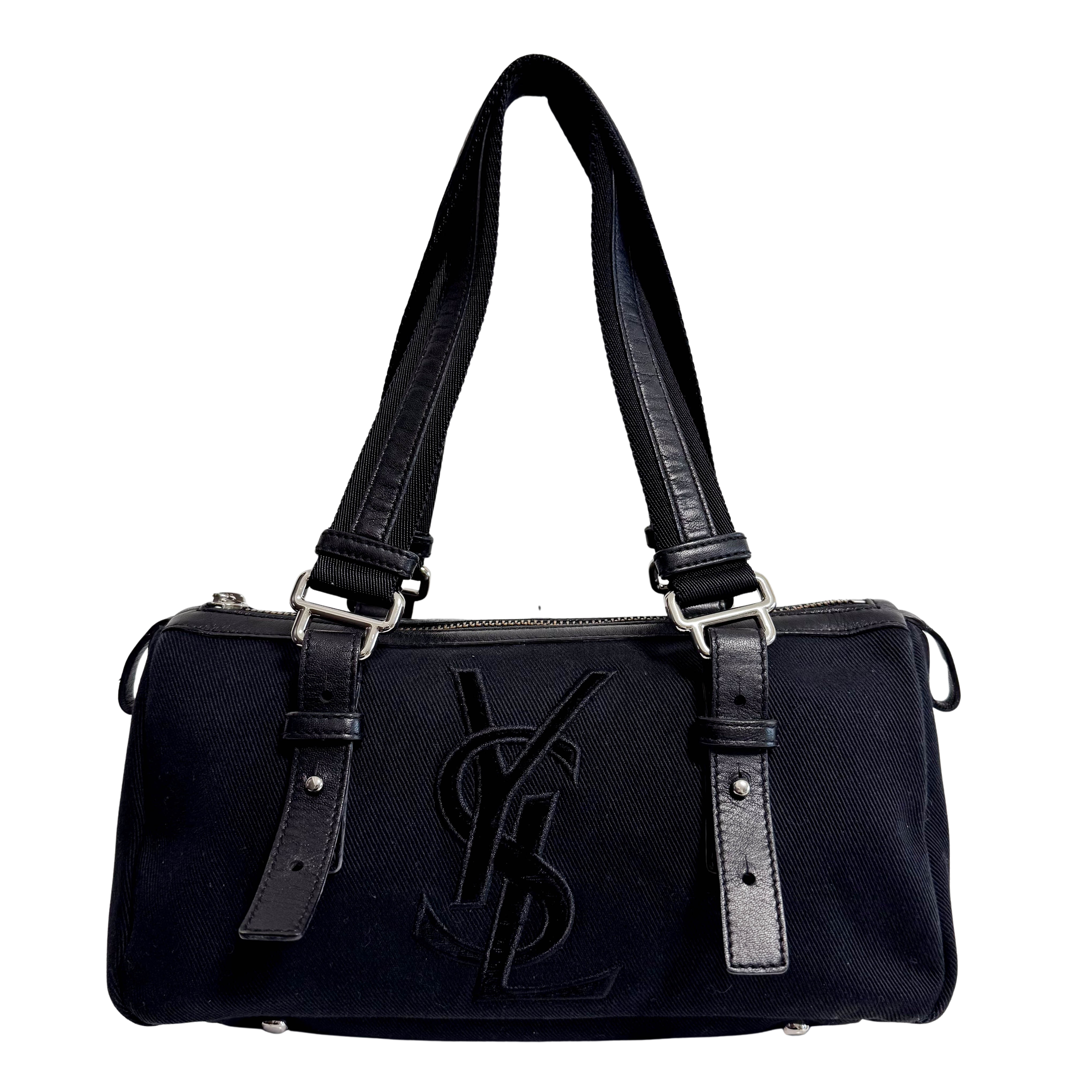 Yves Saint Laurent Black Canvas Kahala Shoulder Bag