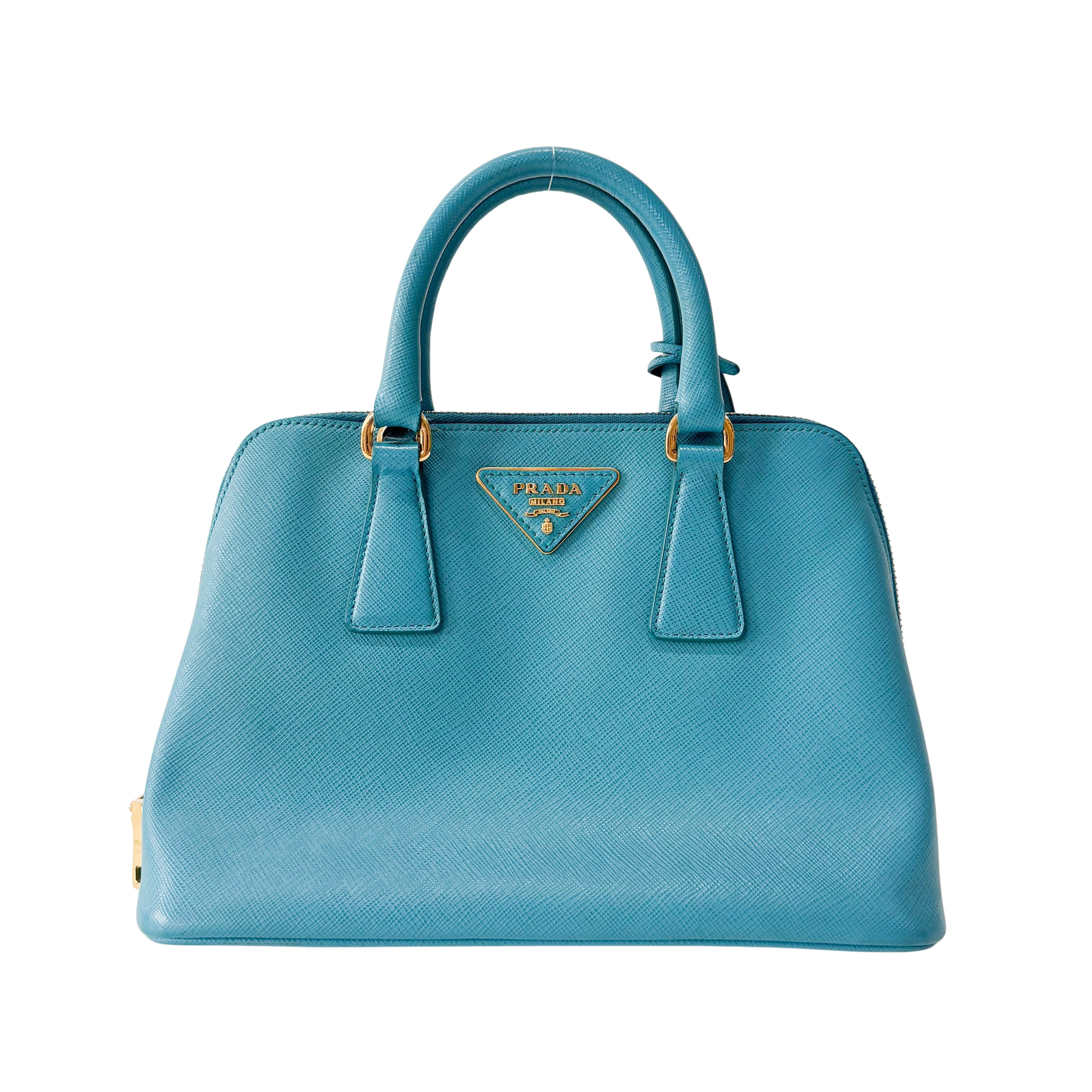 Blue Leather Handbag