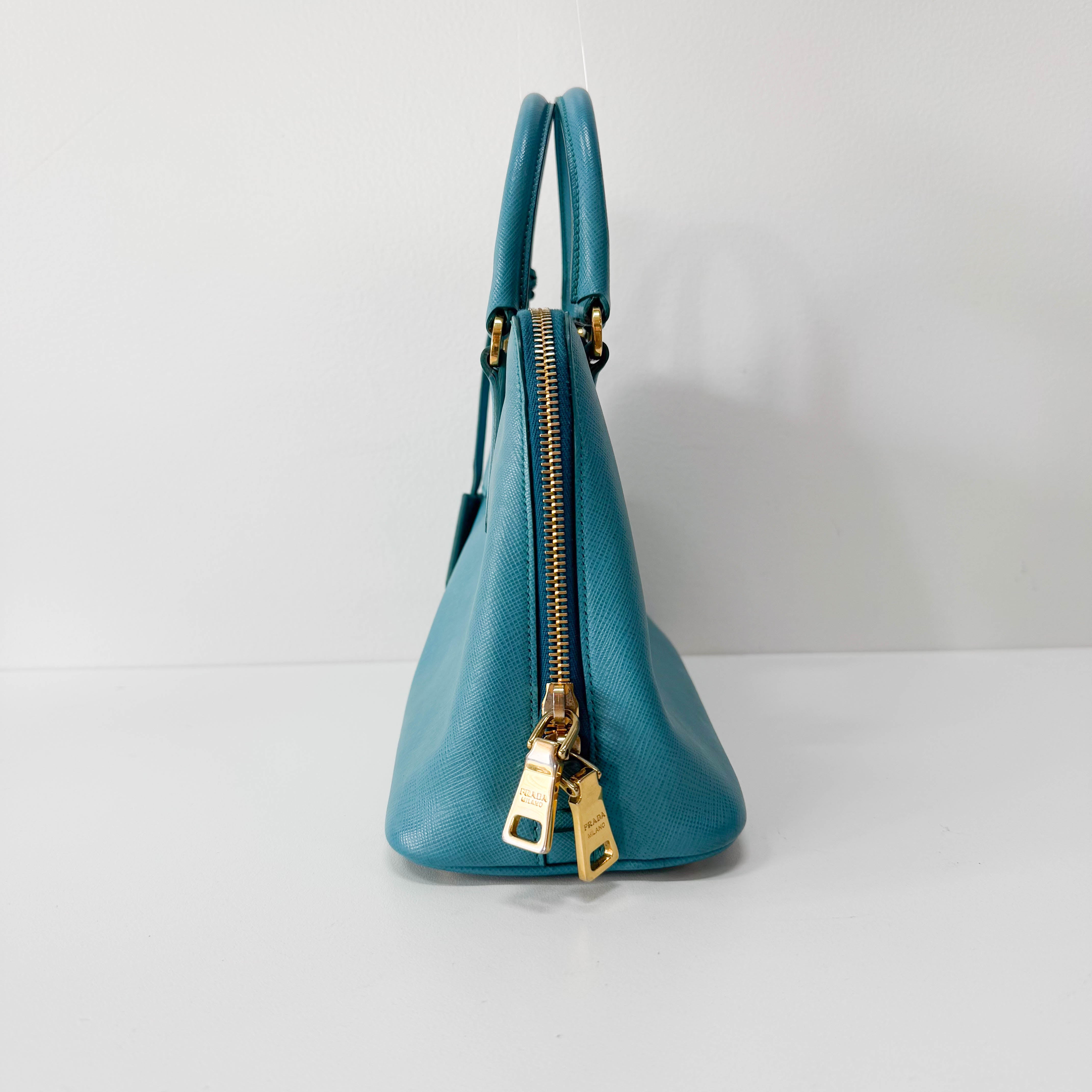 Blue Leather Handbag