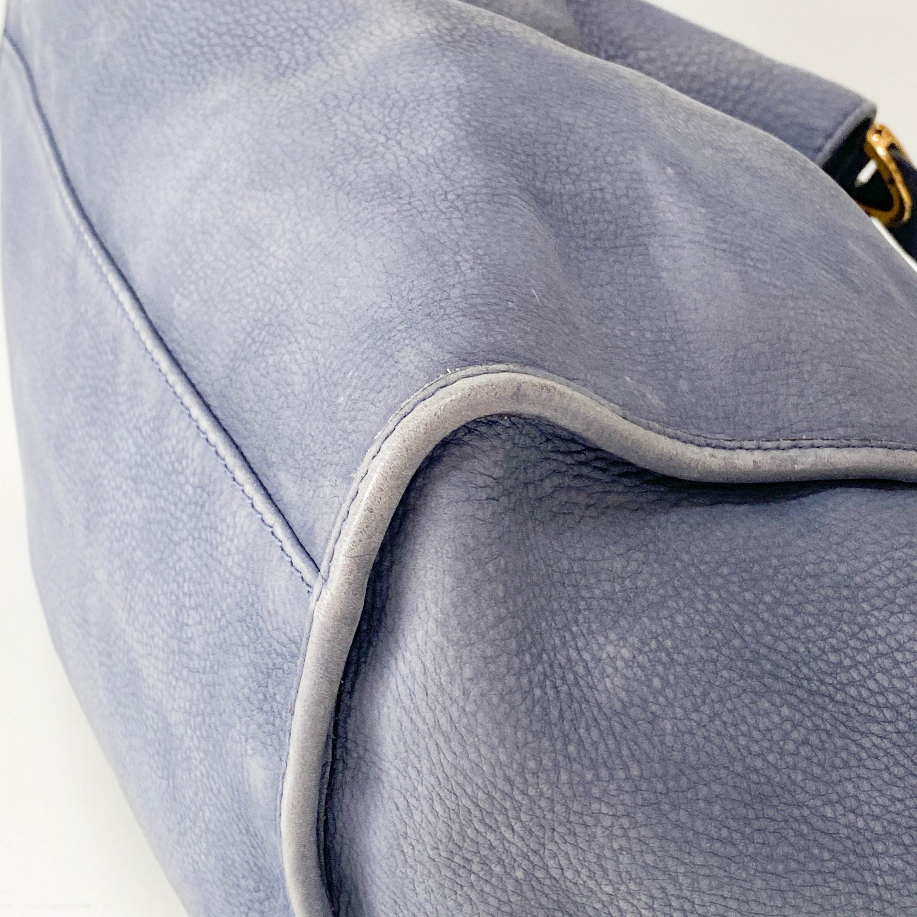 Horsebit Blue Leather Hobo Bag