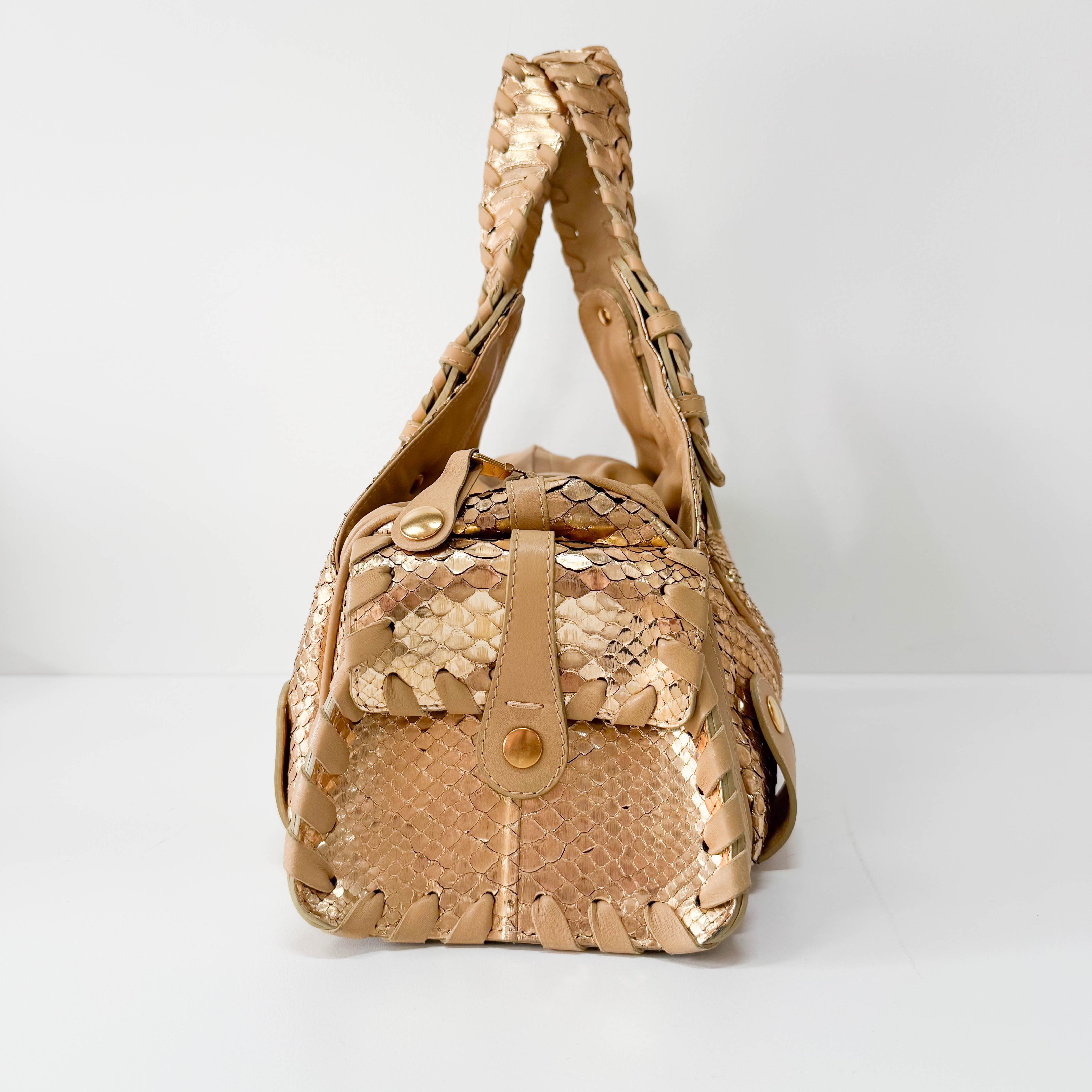 Silverado Gold Python Embossed Leather Shoulder Bag
