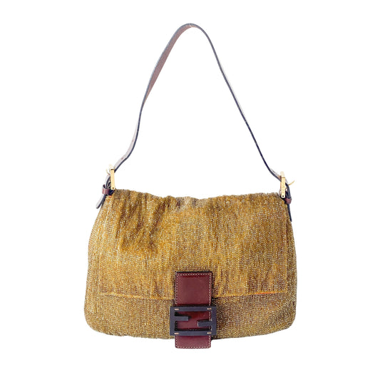 Mamma Baguette Gold Beaded Bag