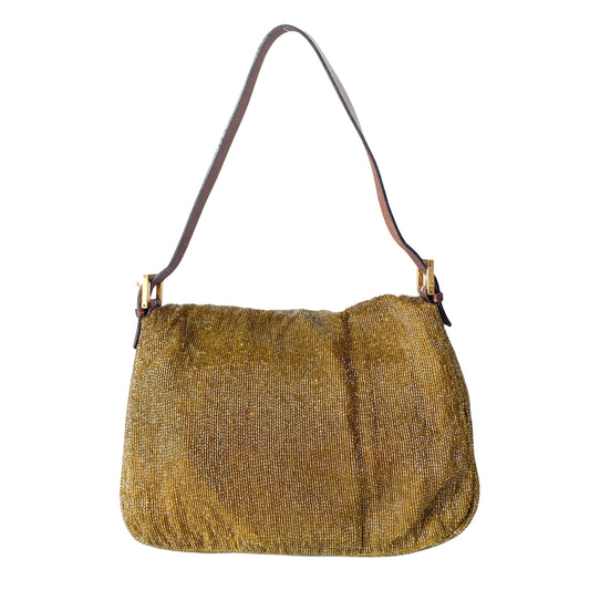 Mamma Baguette Gold Beaded Bag