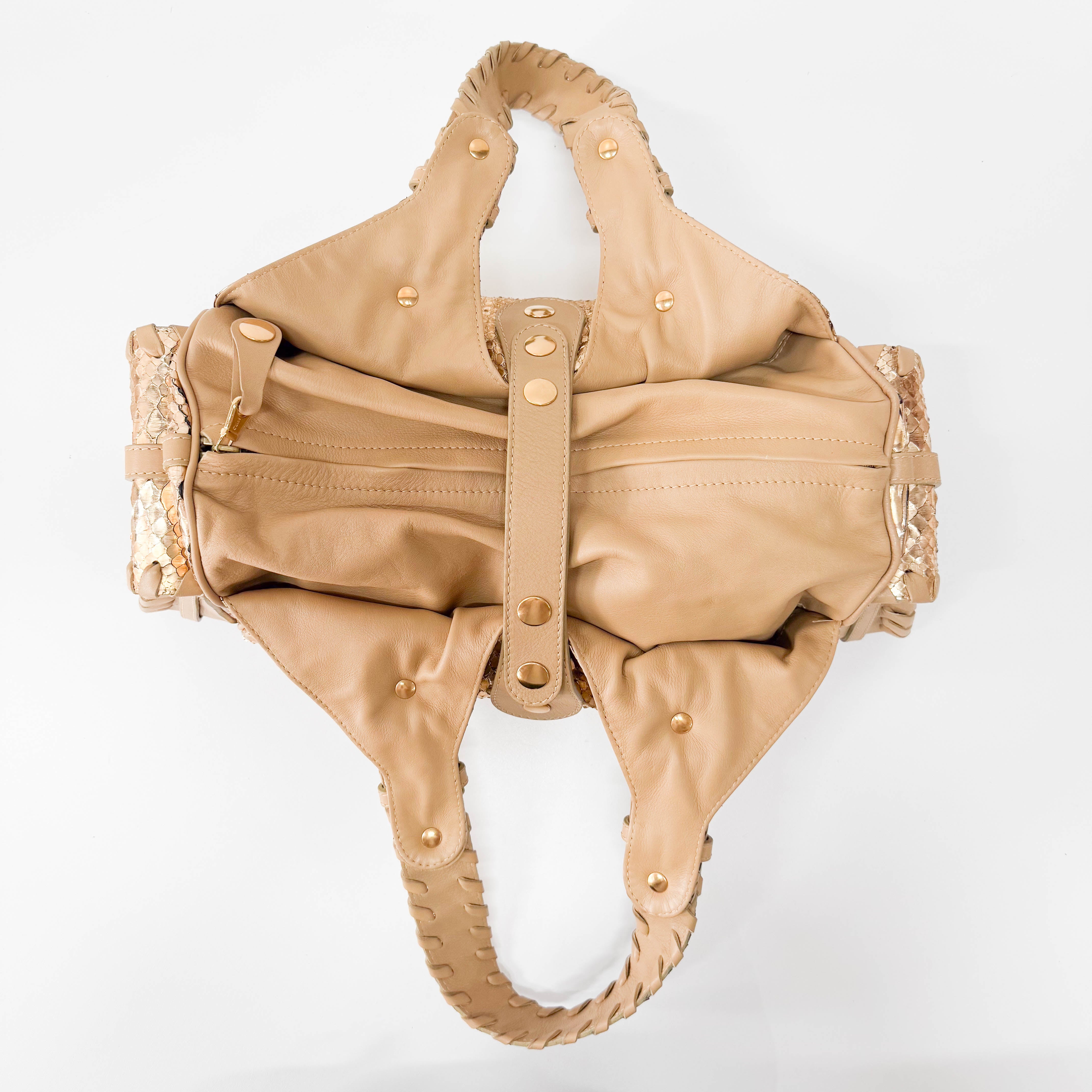 Silverado Gold Python Embossed Leather Shoulder Bag