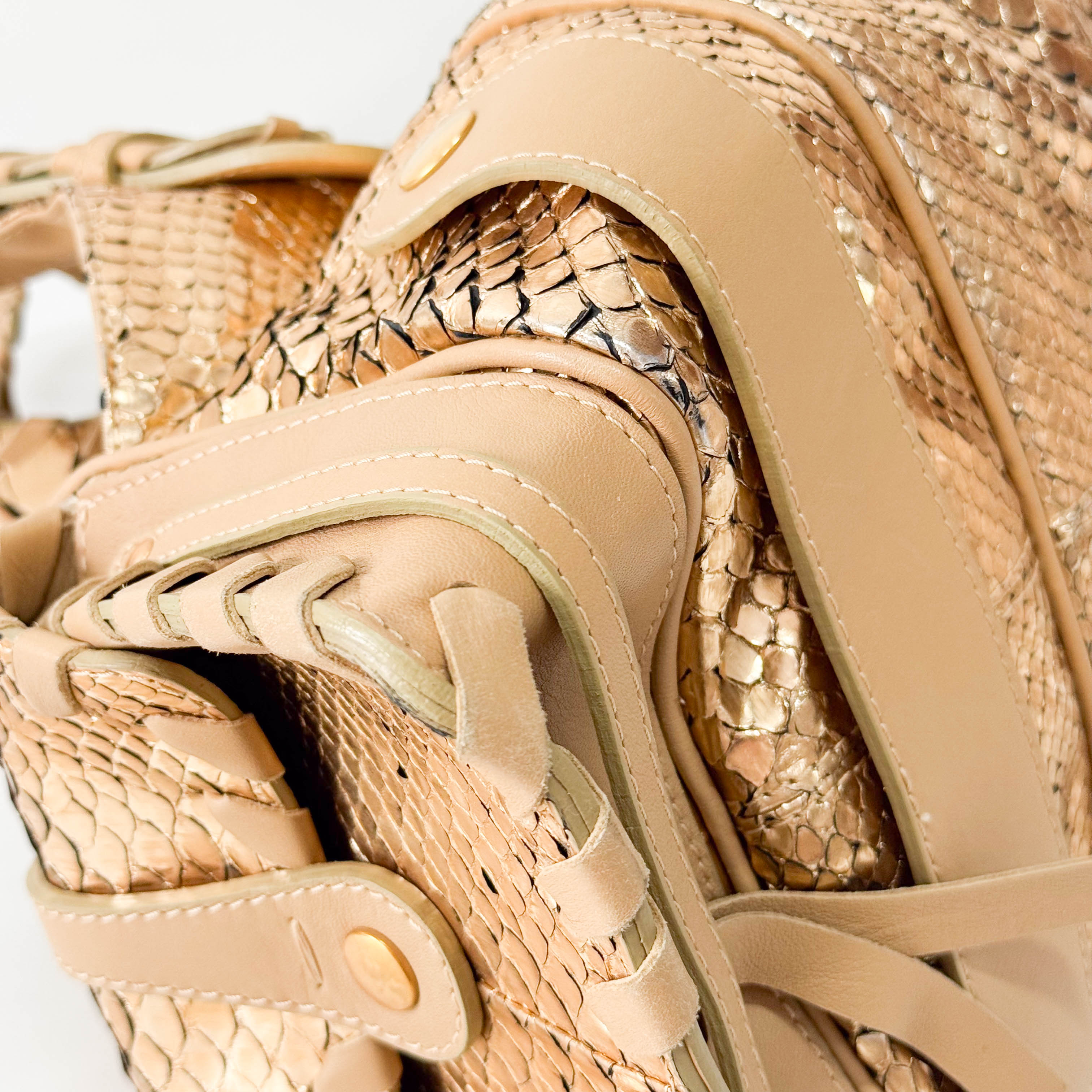 Silverado Gold Python Embossed Leather Shoulder Bag