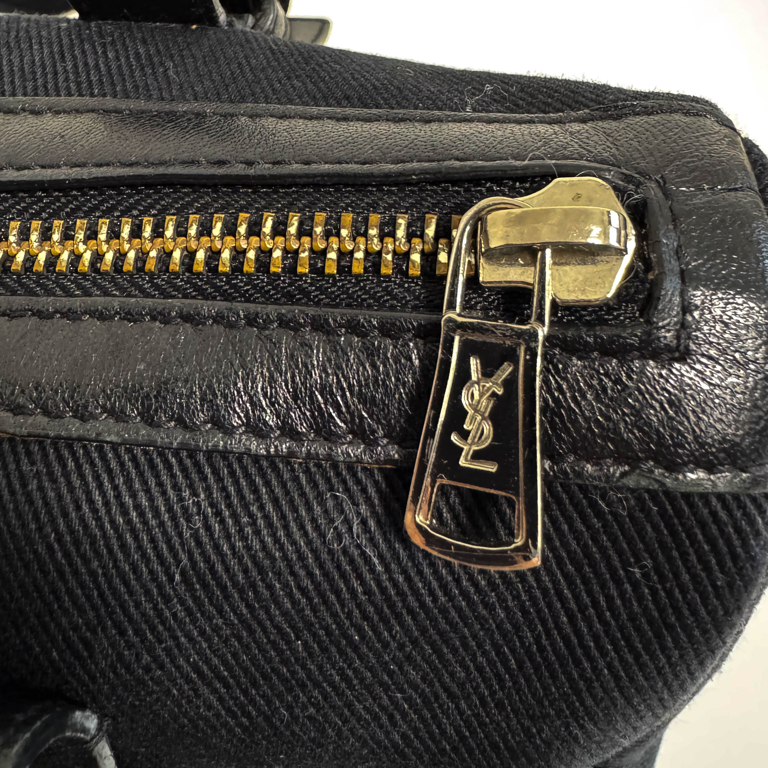 Yves Saint Laurent Black Canvas Kahala Shoulder Bag