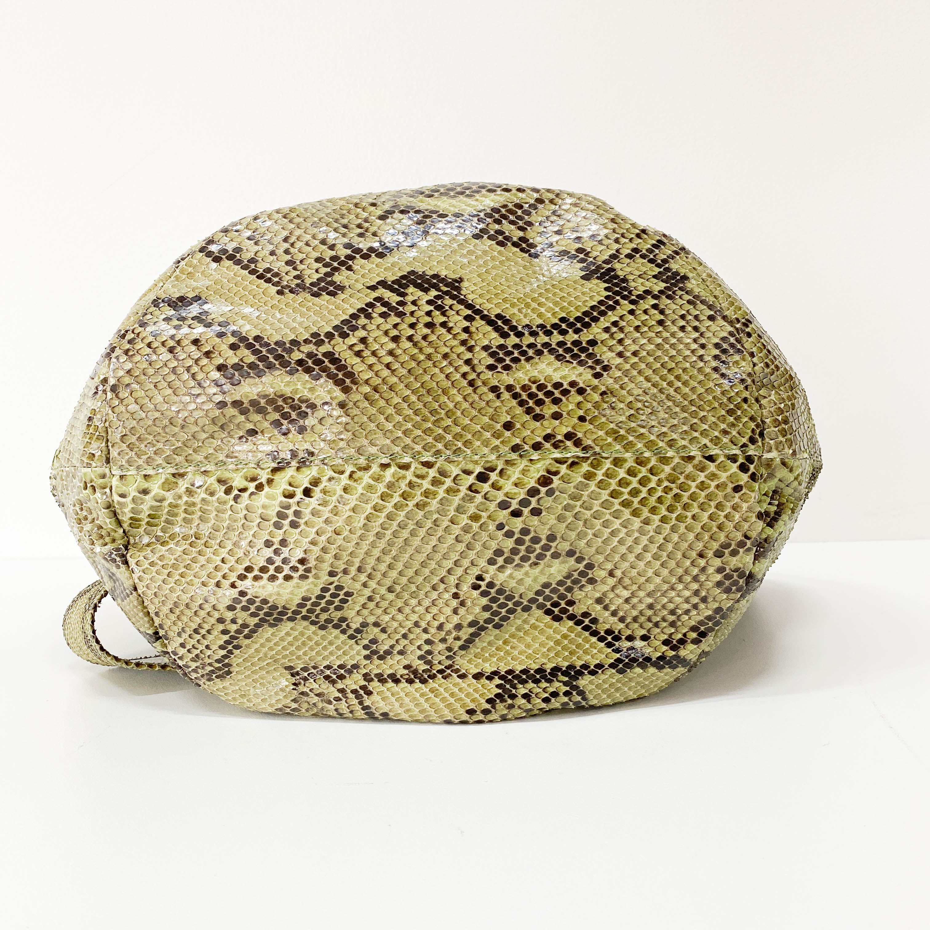 Bamboo Green Python Embossed Leather Two Way Bag