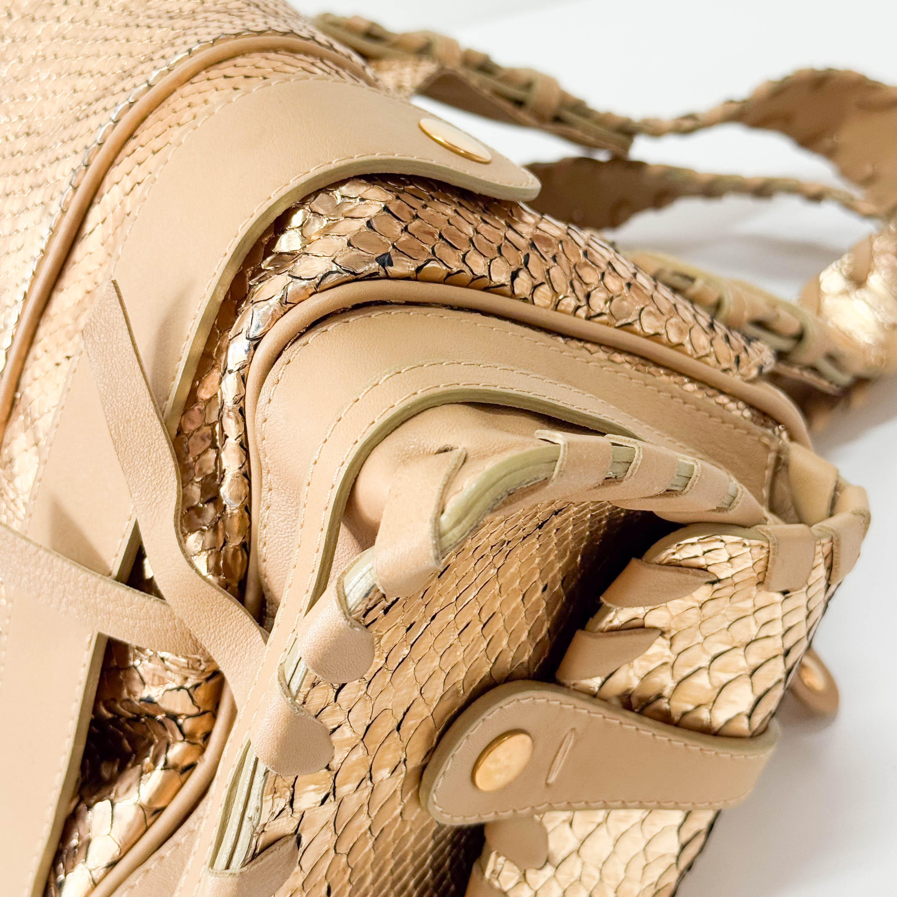 Silverado Gold Python Embossed Leather Shoulder Bag