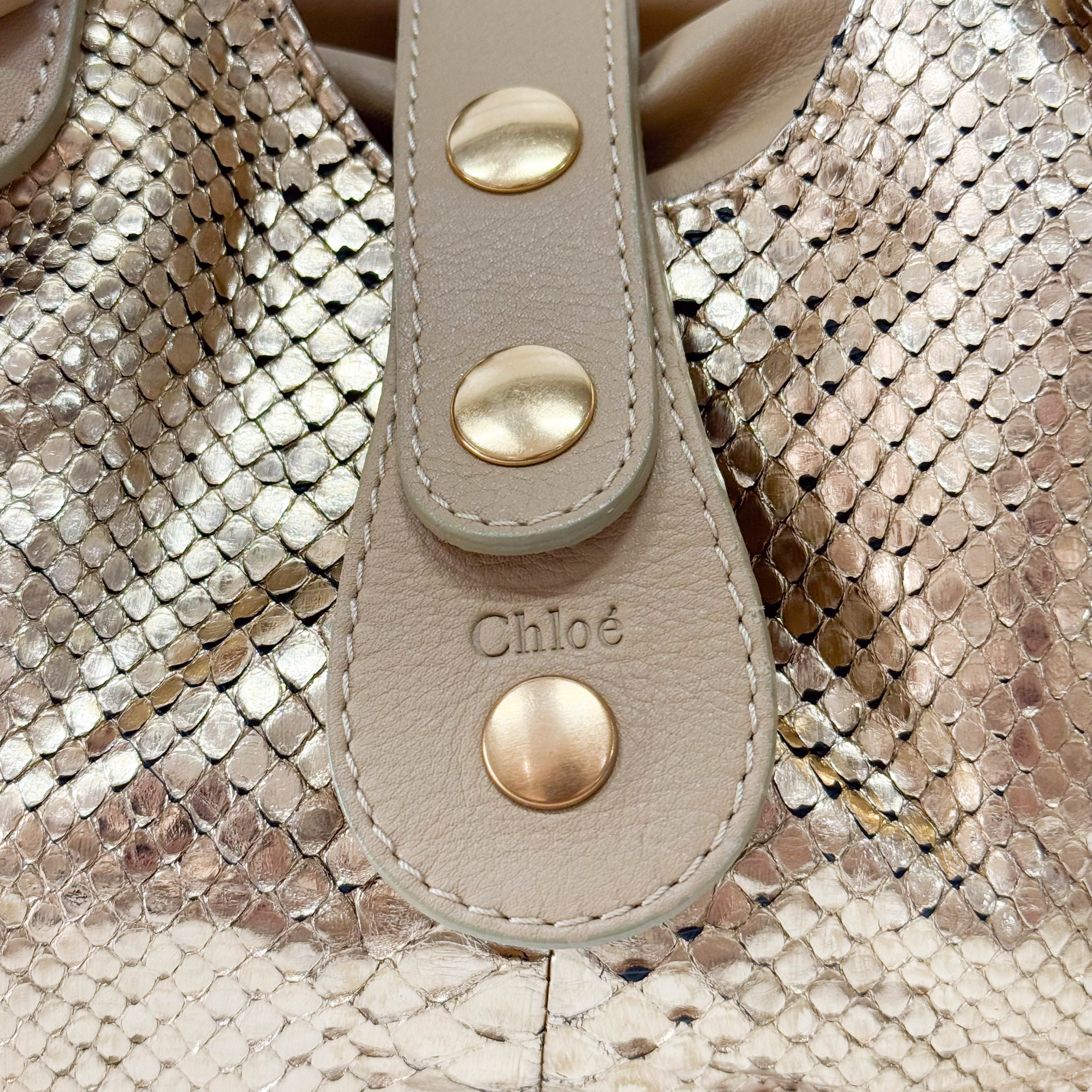 Silverado Gold Python Embossed Leather Shoulder Bag