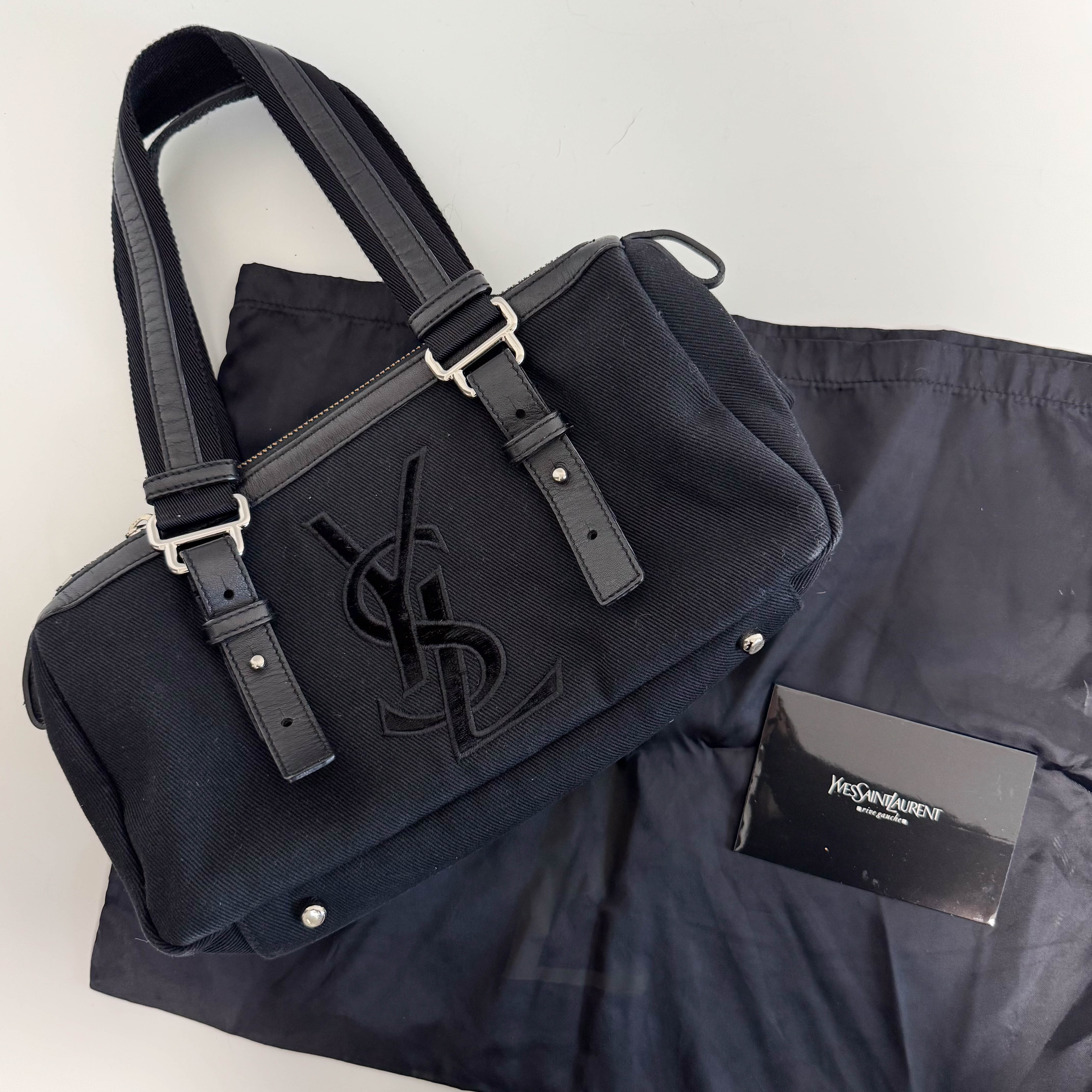 Yves Saint Laurent Black Canvas Kahala Shoulder Bag