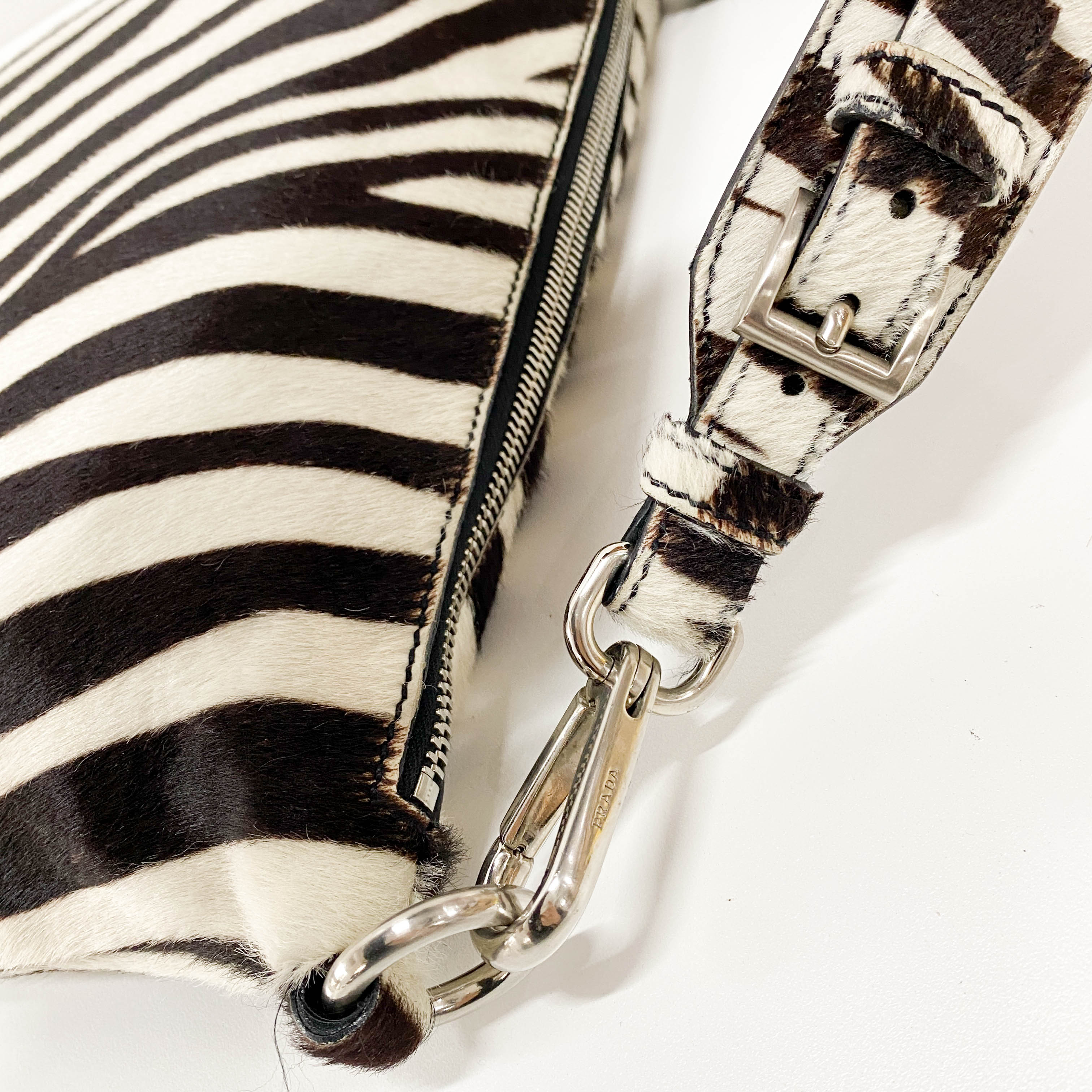 Zebra Print Calf Hair Shoulder Bag