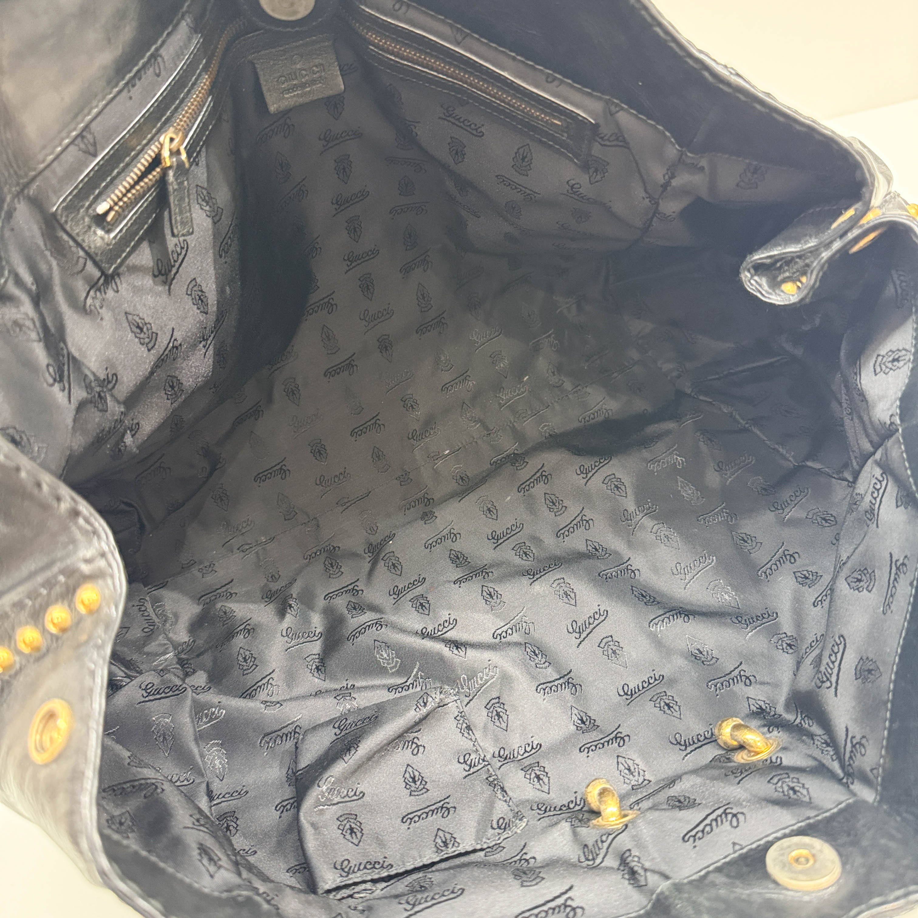 Babouska Studded Fringe Black Leather Shoulder Bag