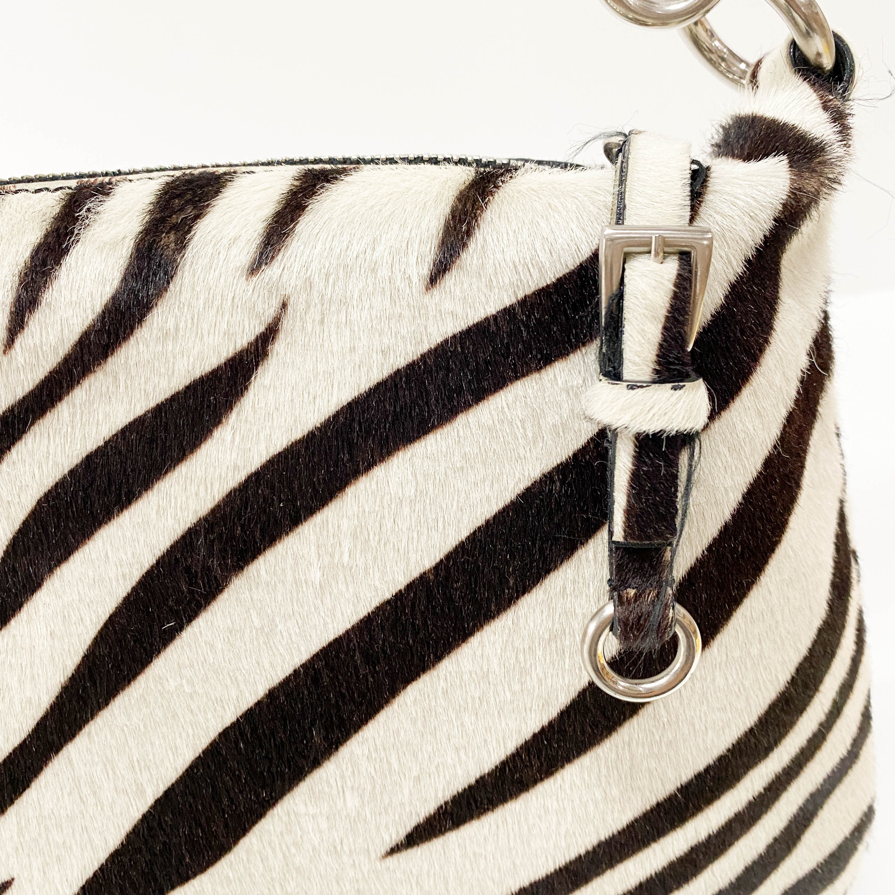 Zebra Print Calf Hair Shoulder Bag
