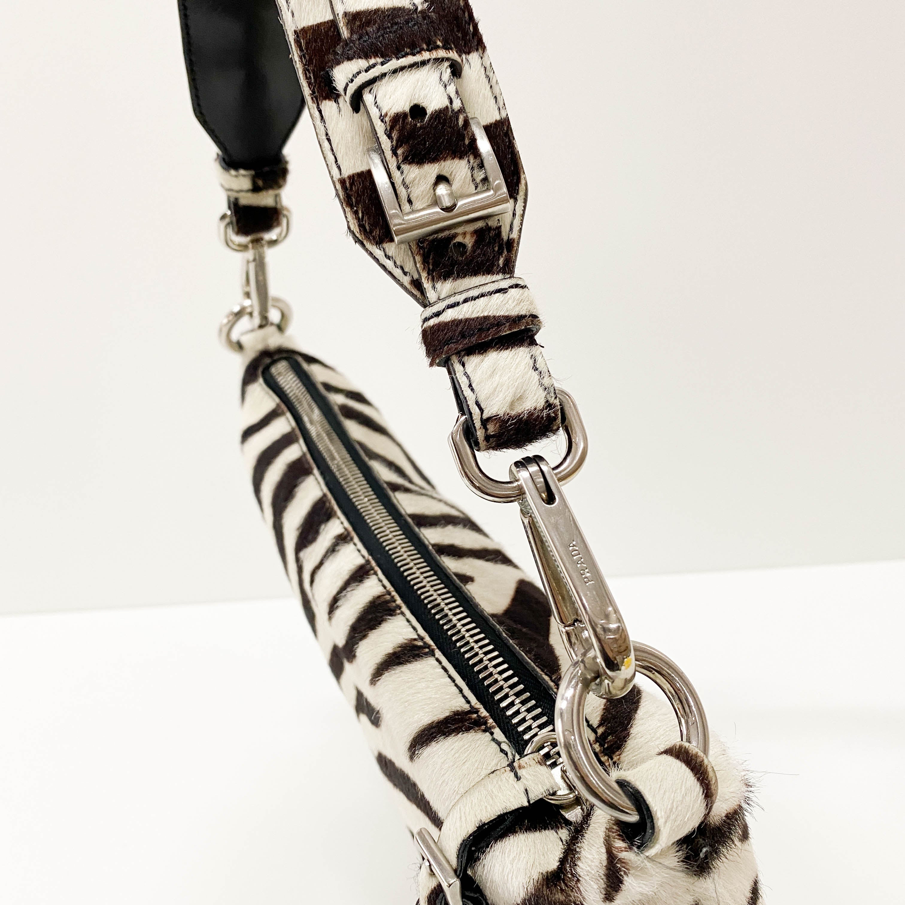 Zebra Print Calf Hair Shoulder Bag