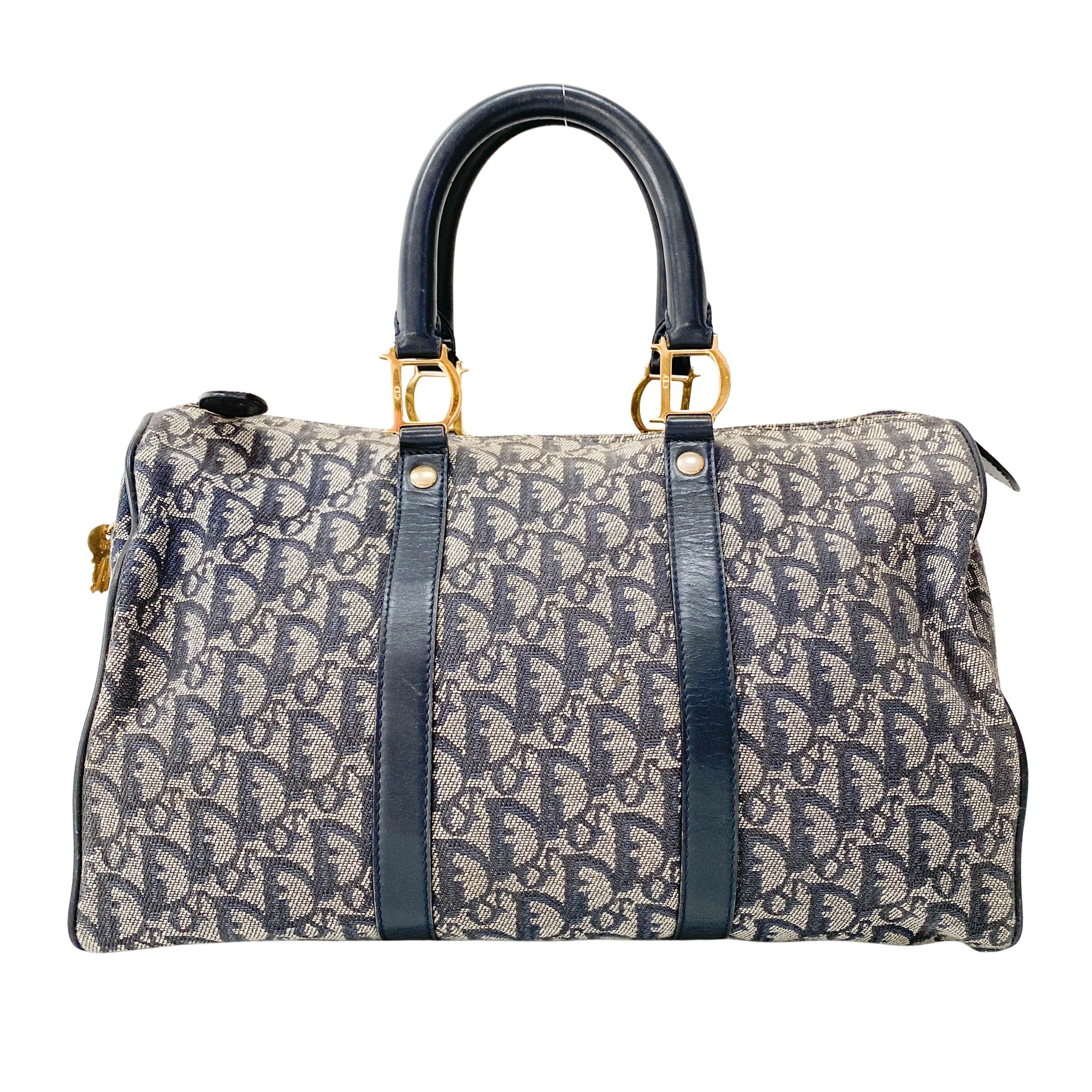 Boston Trotter Navy Canvas Handbag