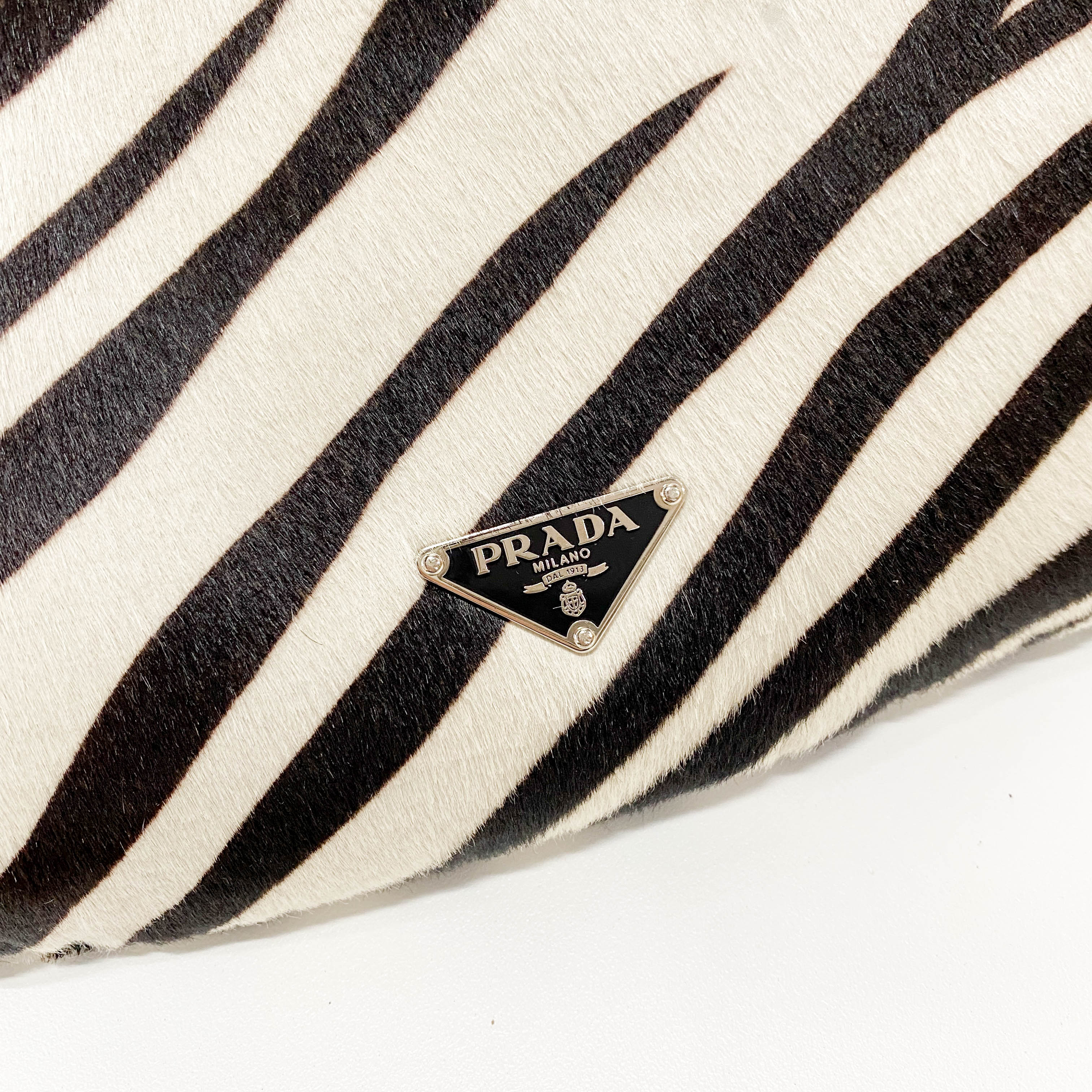 Zebra Print Calf Hair Shoulder Bag