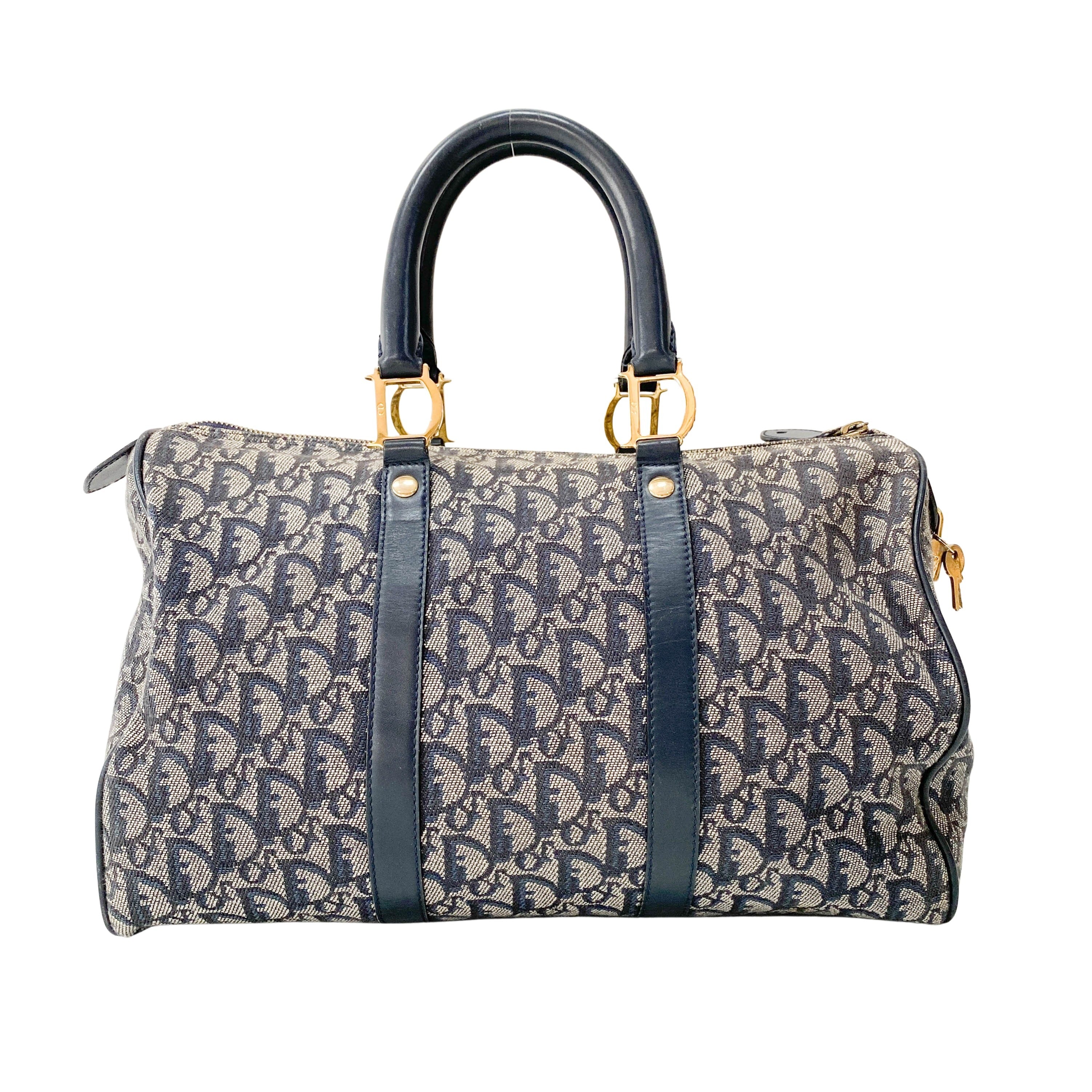 Boston Trotter Navy Canvas Handbag