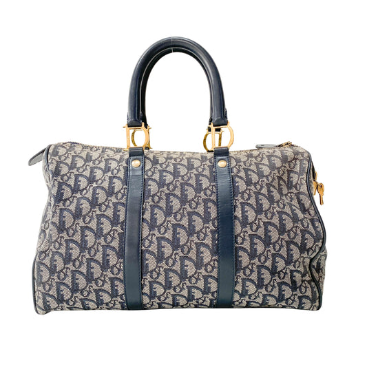 Boston Trotter Navy Canvas Handbag