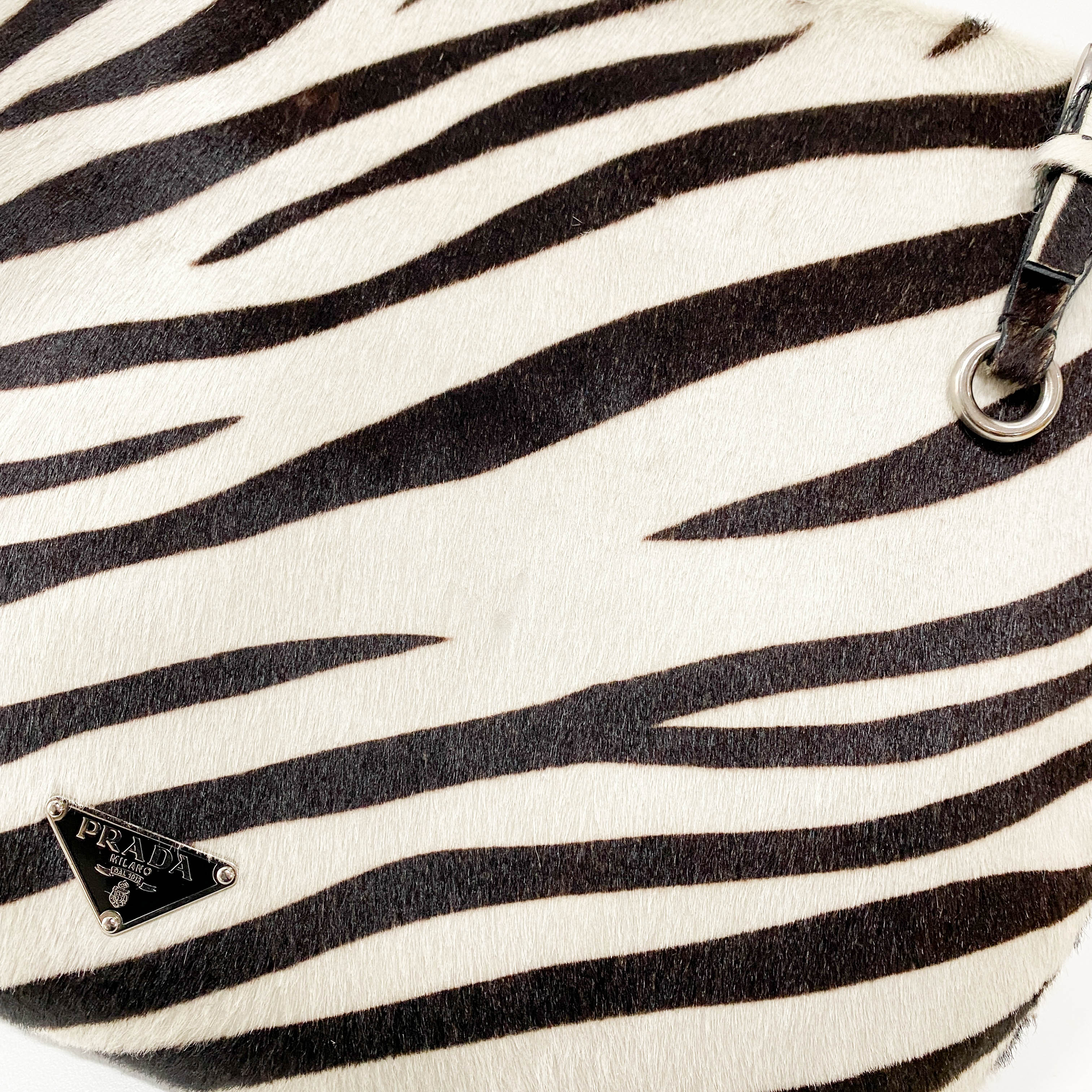 Zebra Print Calf Hair Shoulder Bag