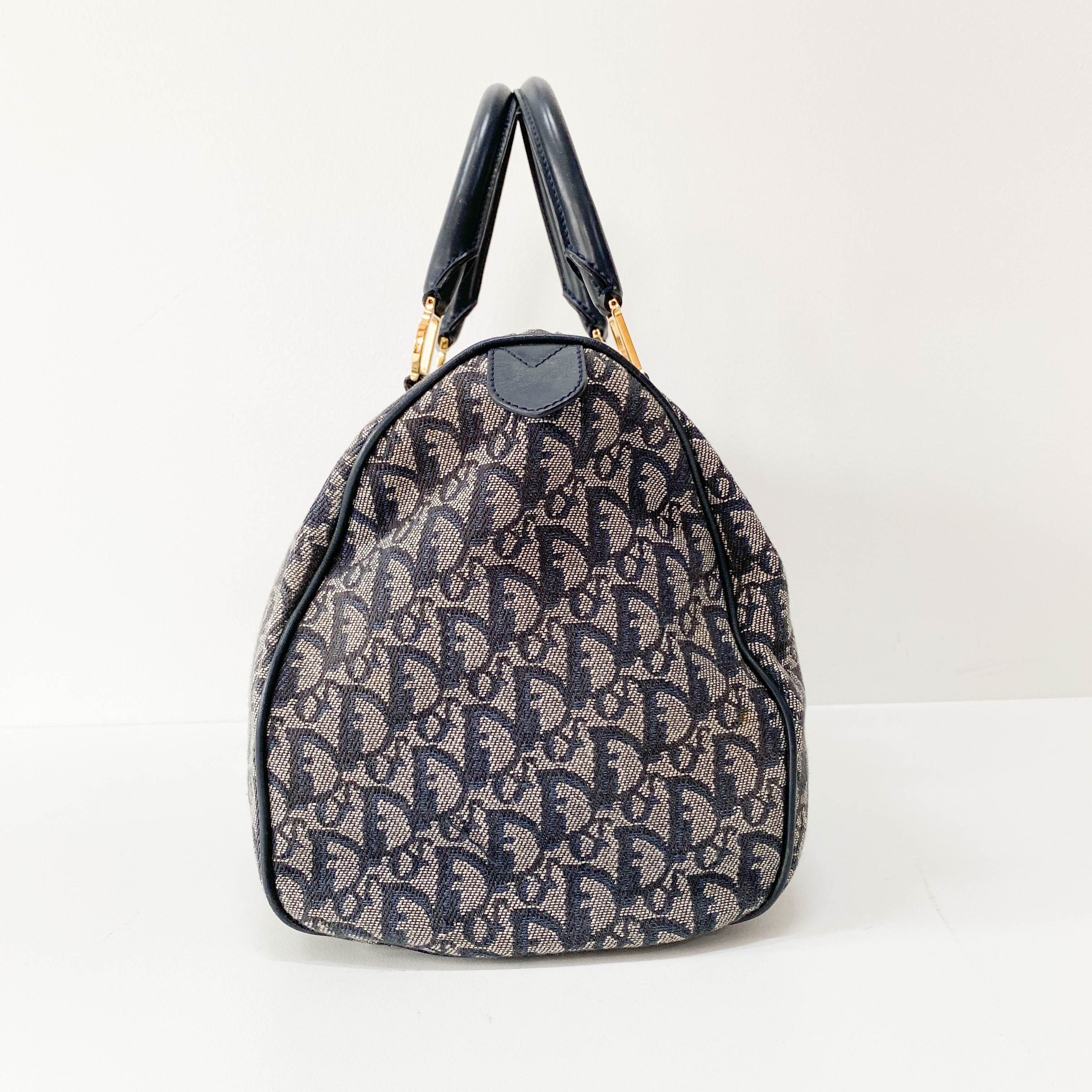 Boston Trotter Navy Canvas Handbag