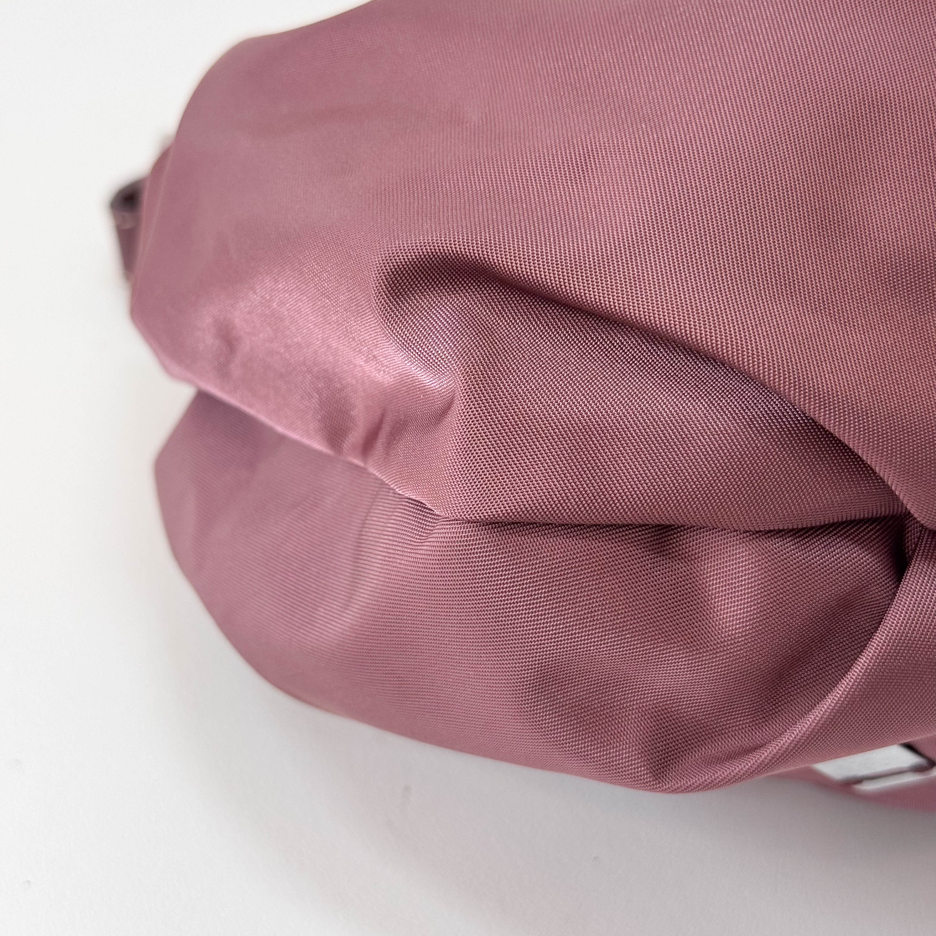 Burgundy Embroidered Nylon Shoulder Bag