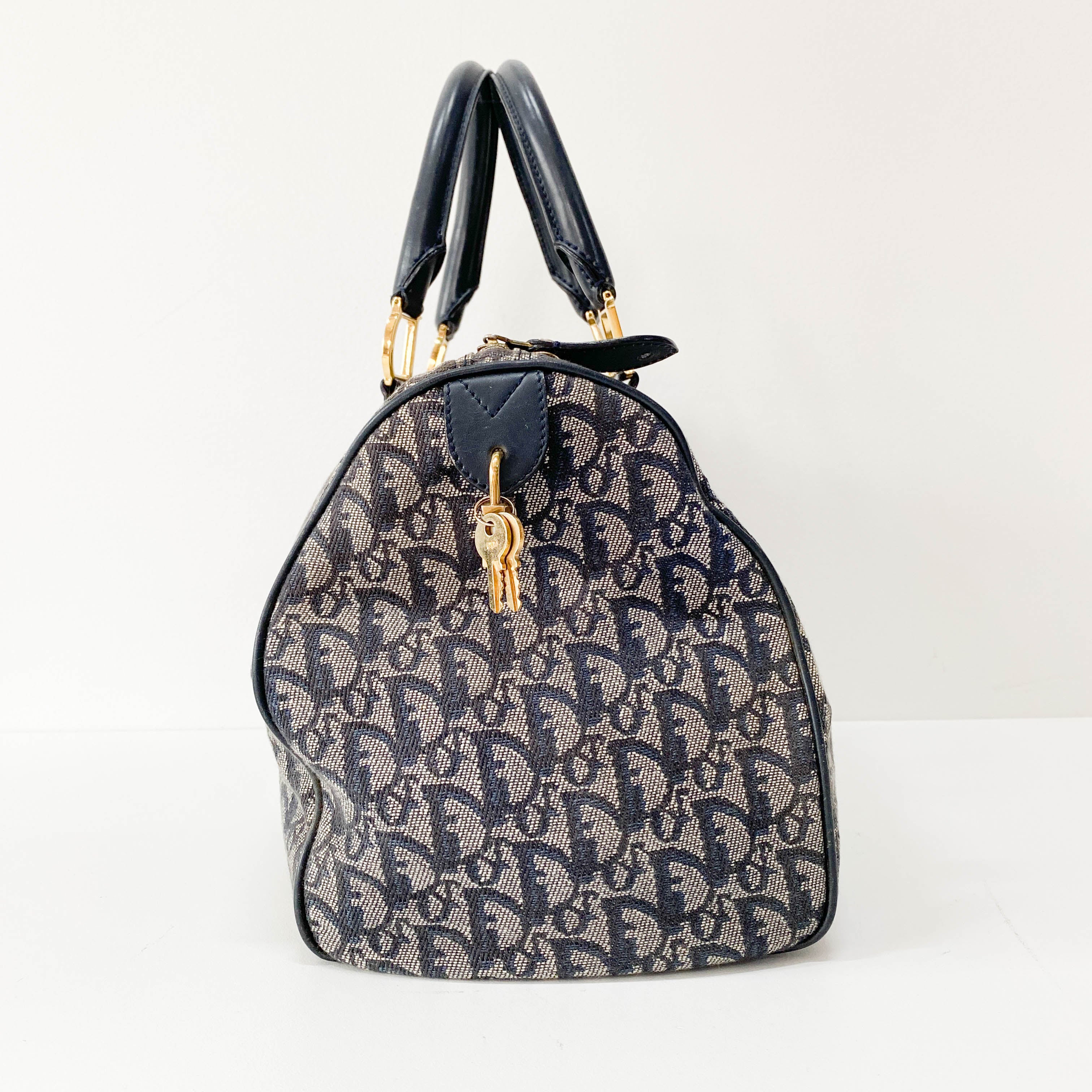 Boston Trotter Navy Canvas Handbag