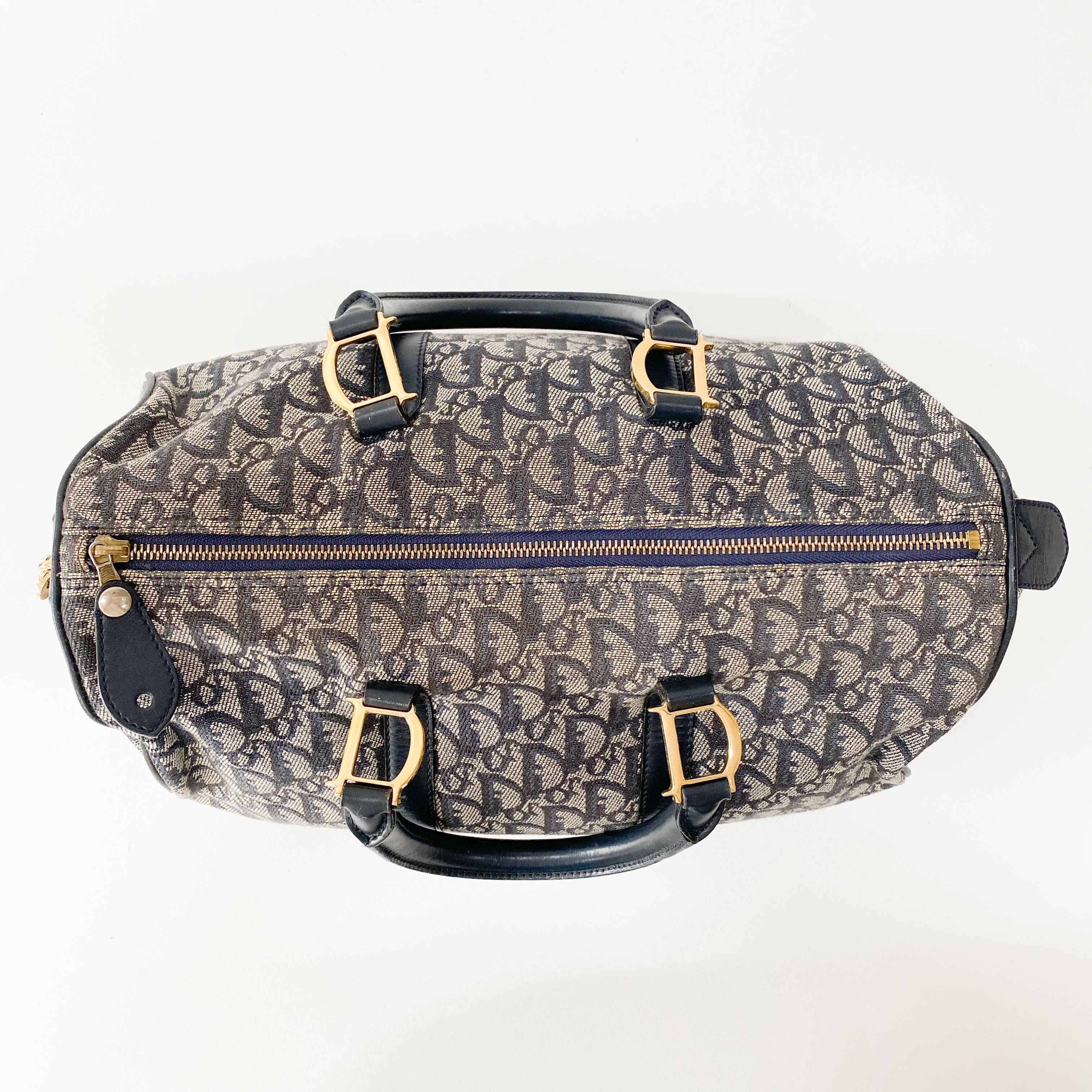 Boston Trotter Navy Canvas Handbag